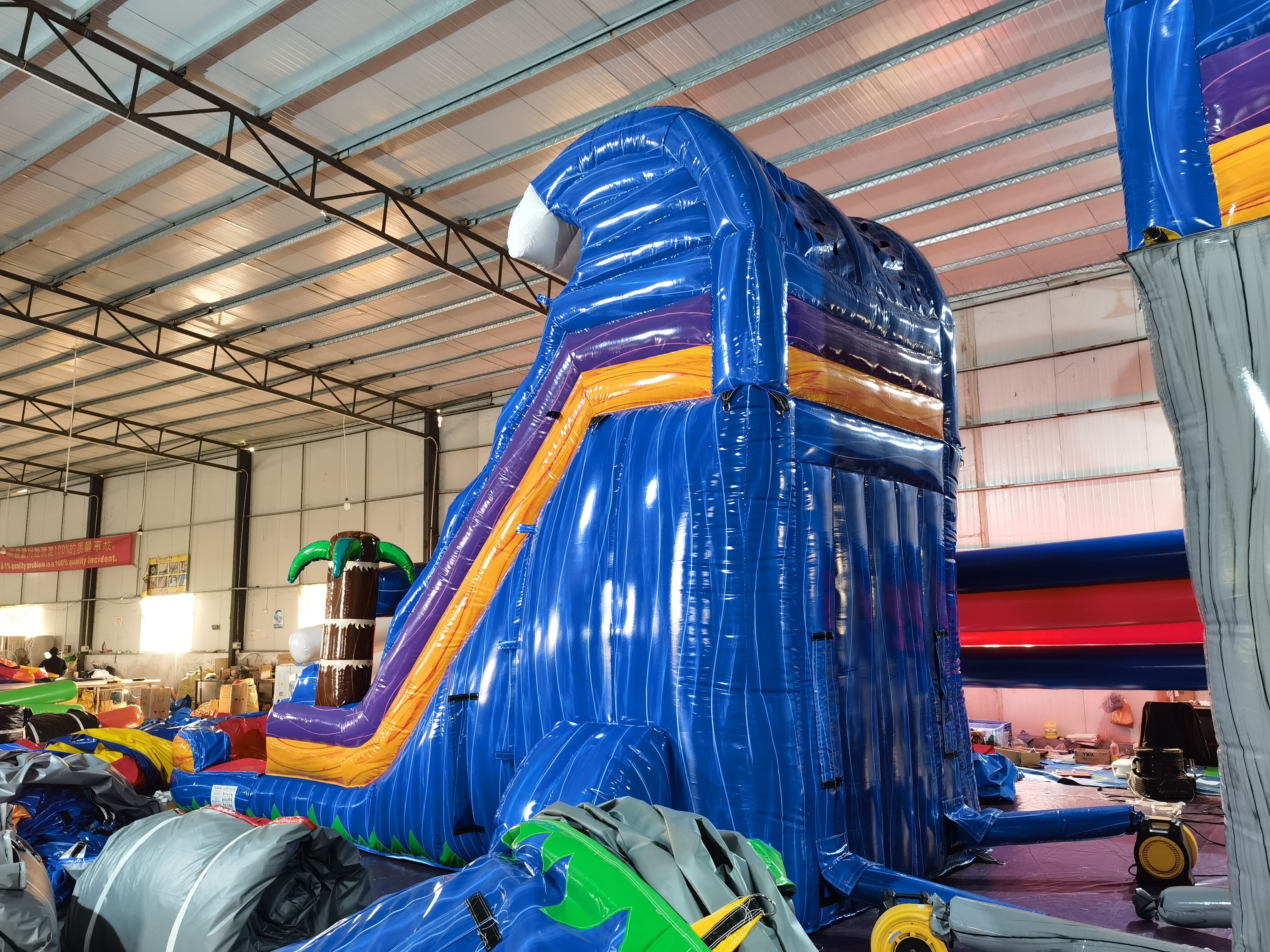 Commercial Heavy Duty WILD THING Inflatable Water Slide - Iridescent Blue Gray for Party Rental & Carnival