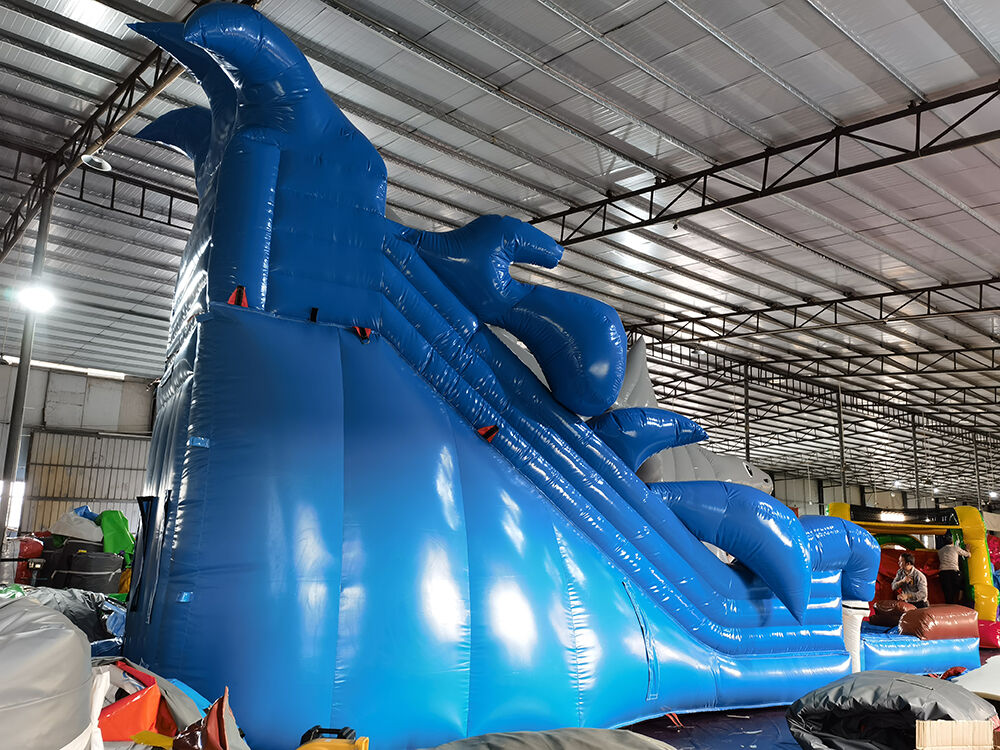 Commercial Grade Blue Shark Inflatable Slide for Backyard Party & Rental