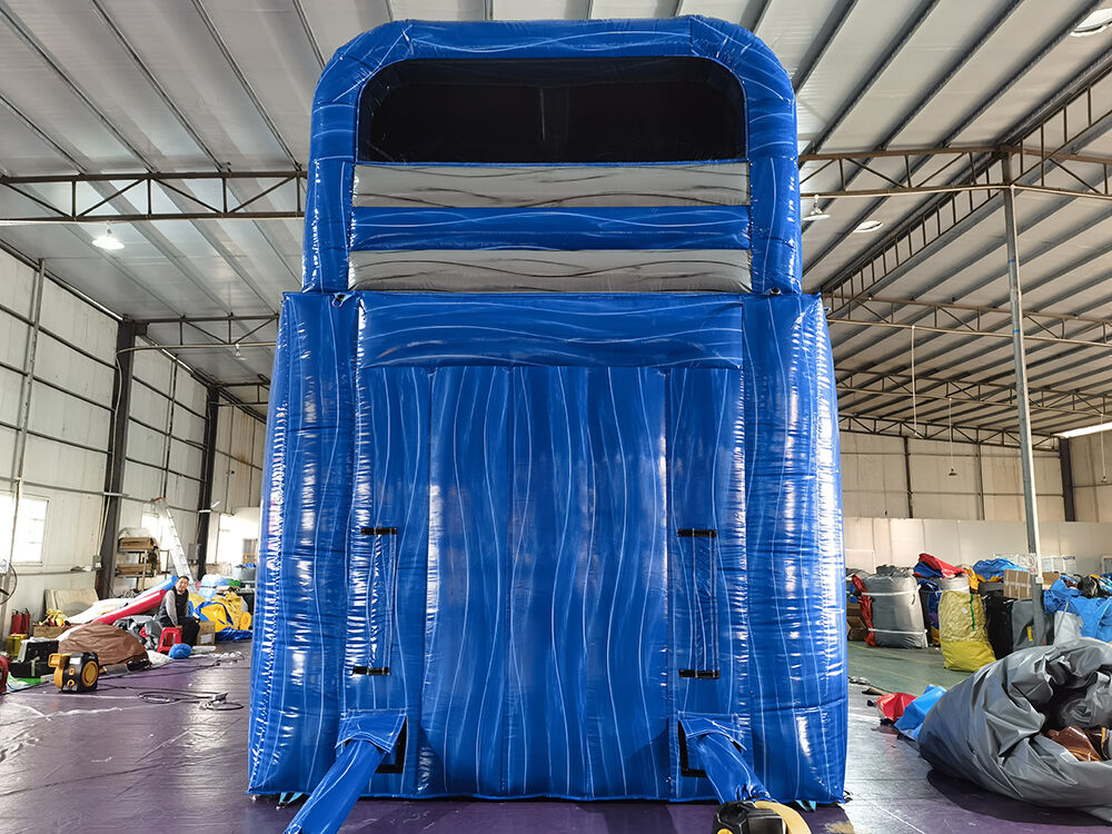 Glittering Blue-Gray Double-Lane Inflatable Slide Fun Playground