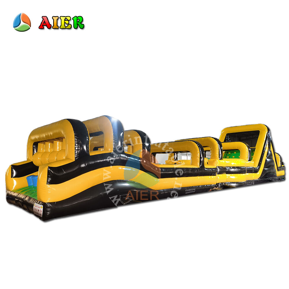 Outdoor Yellow & Black 24m Inflatable Obstacle Equipment