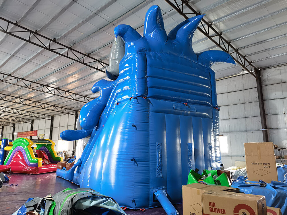 Commercial Grade Blue Shark Inflatable Slide for Backyard Party & Rental