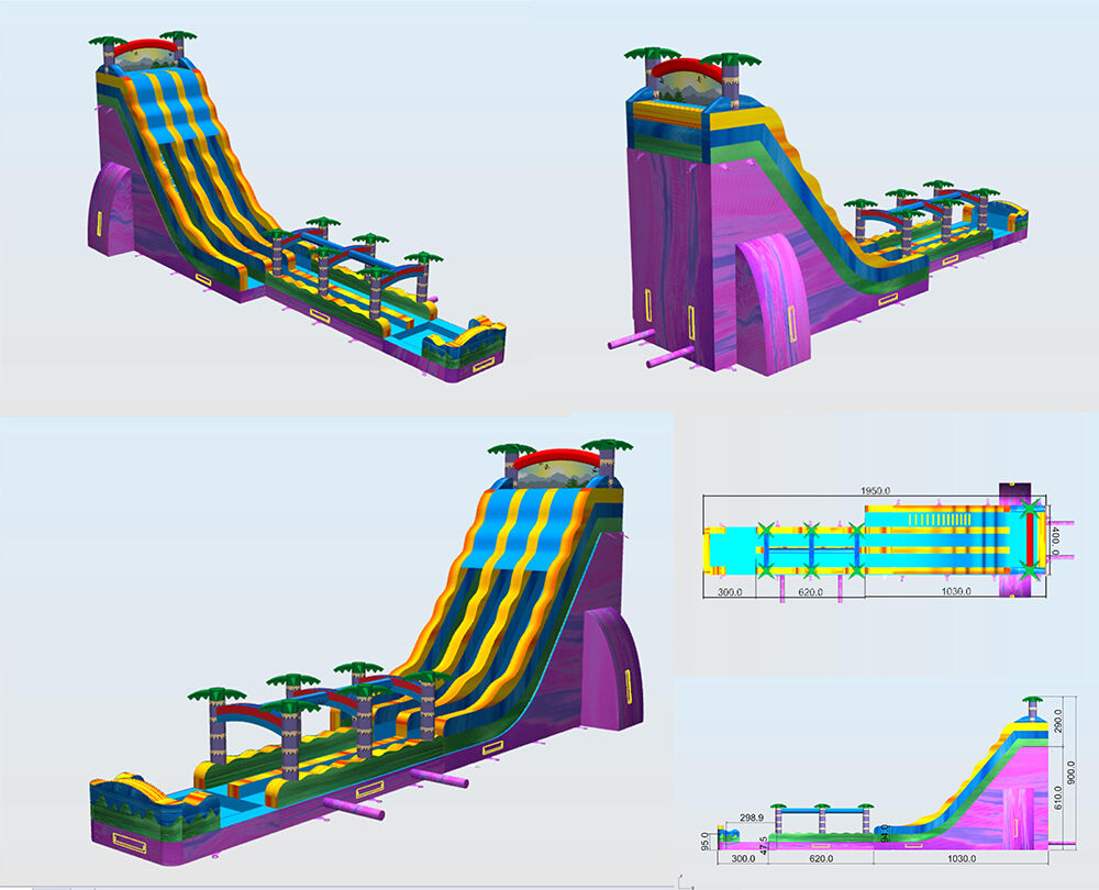 Pool Party Themed Large Inflatable Water Slide Playground