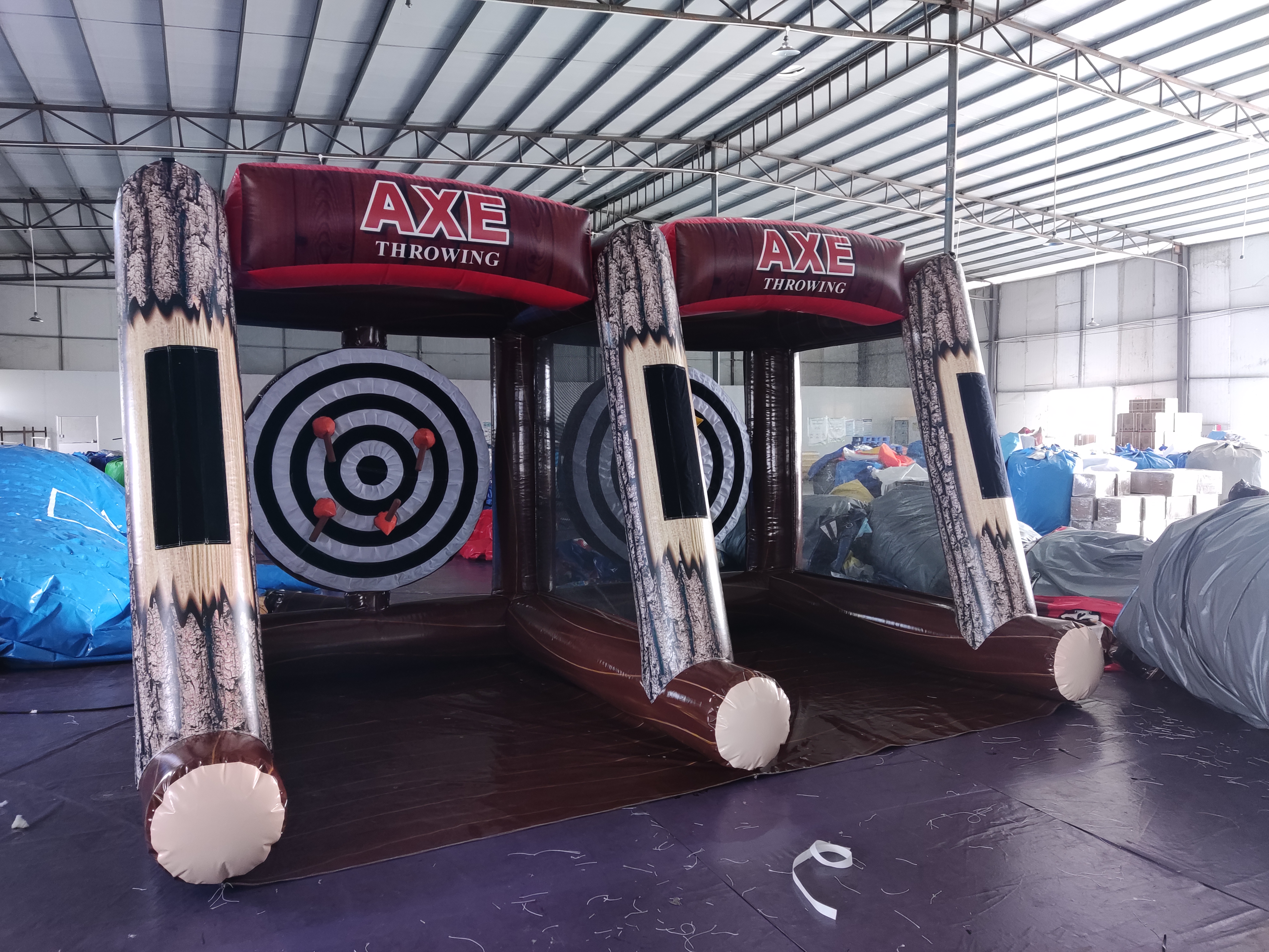 Adult Gathering Dual-Lane Inflatable Axe Throwing Bounce Back Target Game