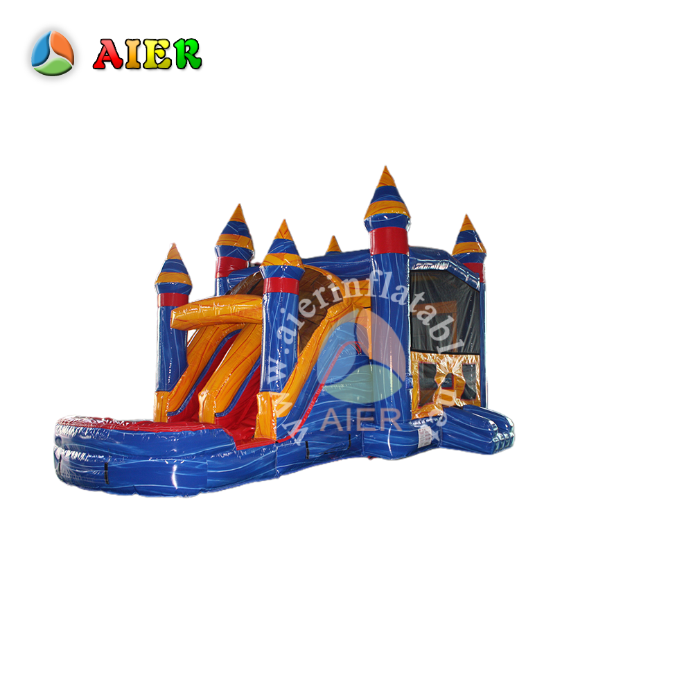 Iridescent Orange-Blue Dual-Use Dry-Wet Inflatable Combo - Backyard Summer Water Park & Kids Birthday Bash Playgear