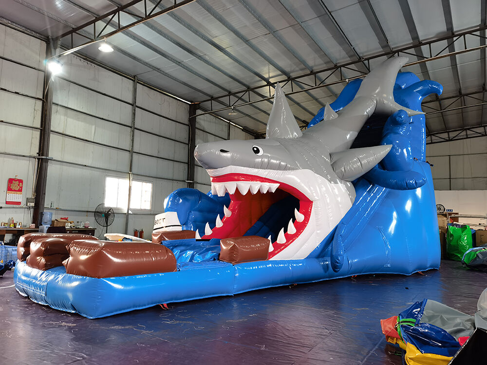 Commercial Grade Blue Shark Inflatable Slide for Backyard Party & Rental