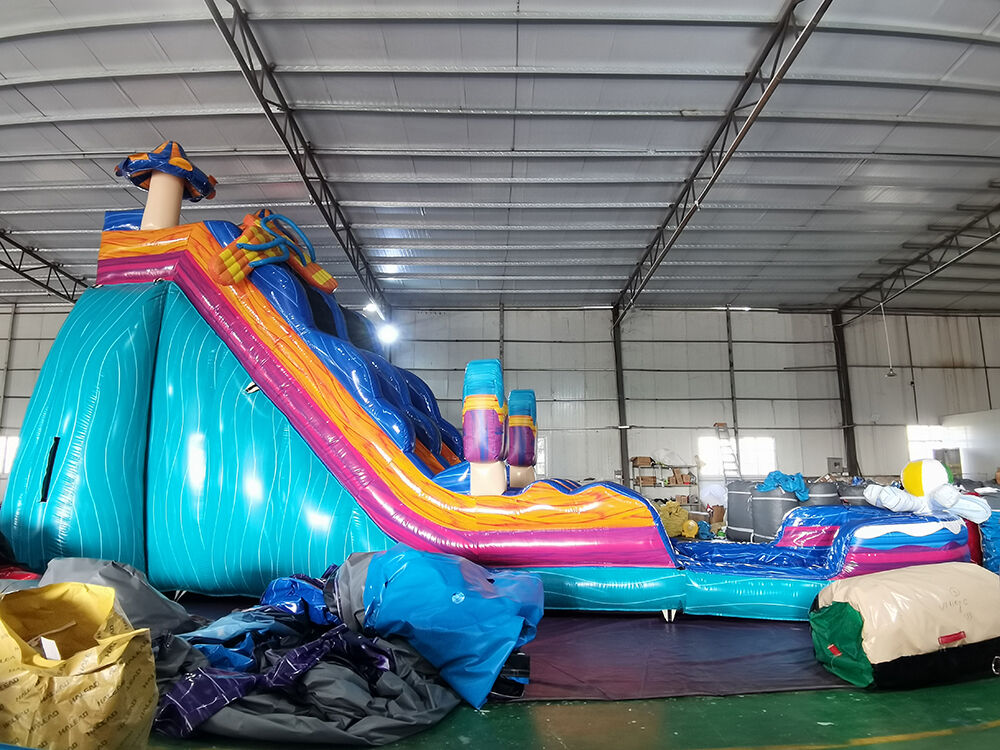 Pool Party Themed Large Inflatable Water Slide Playground