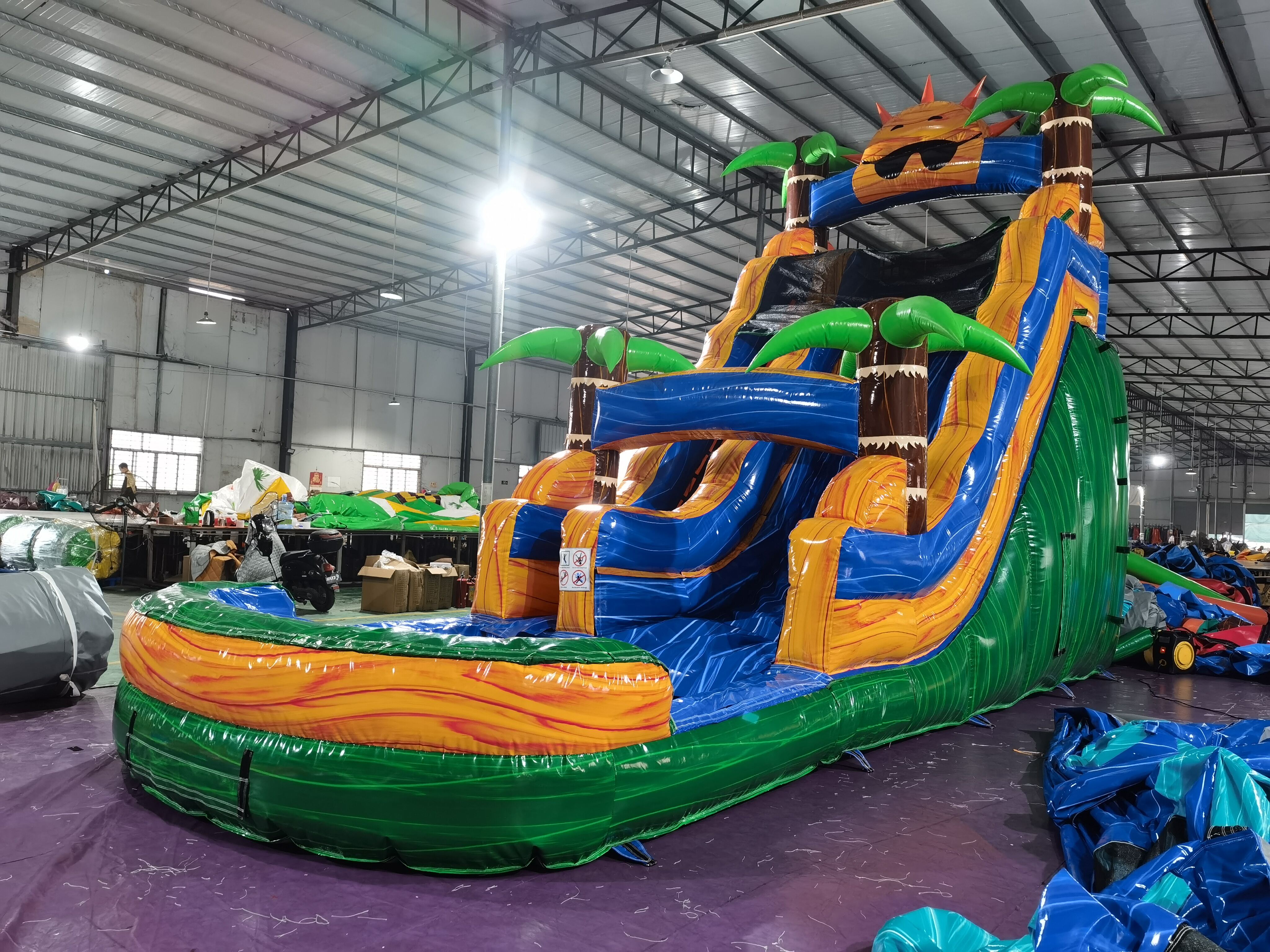 In-Stock Tropical Sun-Themed Inflatable Water Slide - Limited Stock Clearance for Backyard Summer Fun