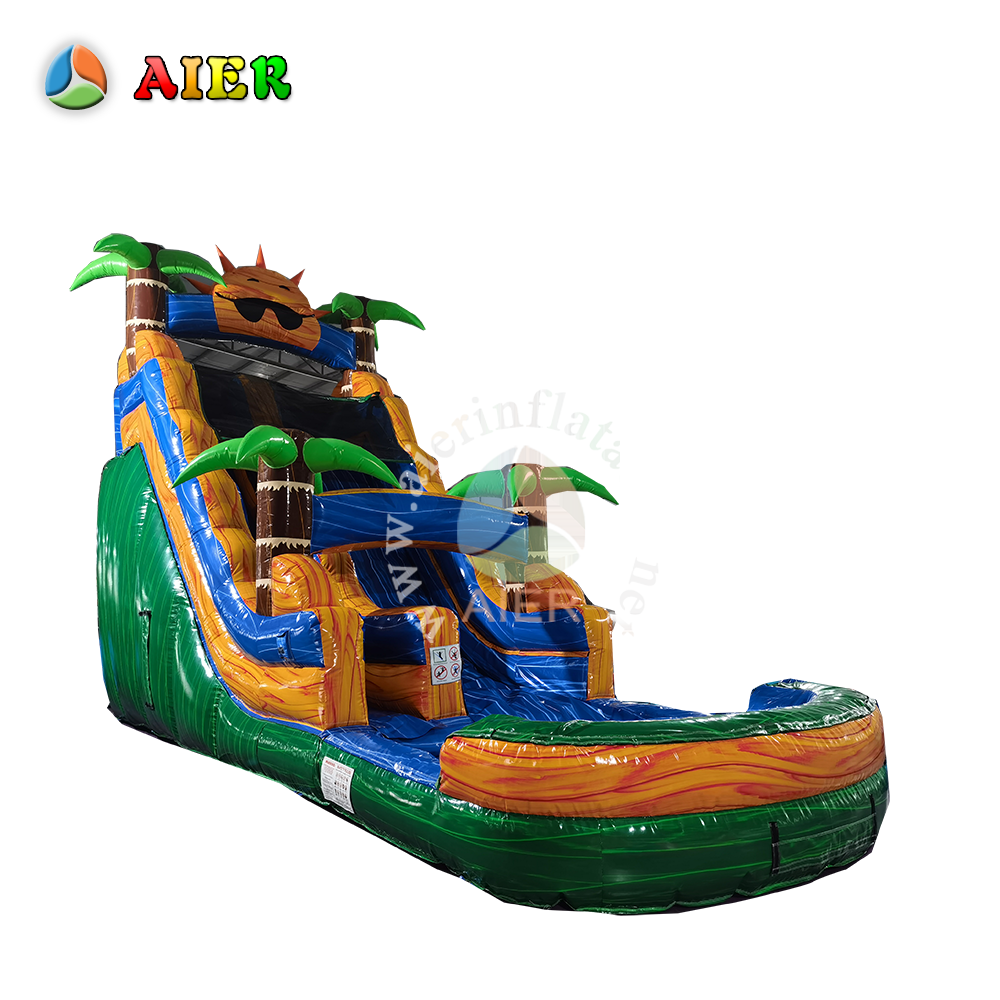 In-Stock Tropical Sun-Themed Inflatable Water Slide - Limited Stock Clearance for Backyard Summer Fun