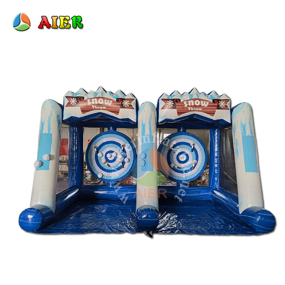 Juego interactivo comercial hinchable de lanzamiento de nieve X235: juego de tirar bolas de nieve para ferias y eventos temáticos de invierno