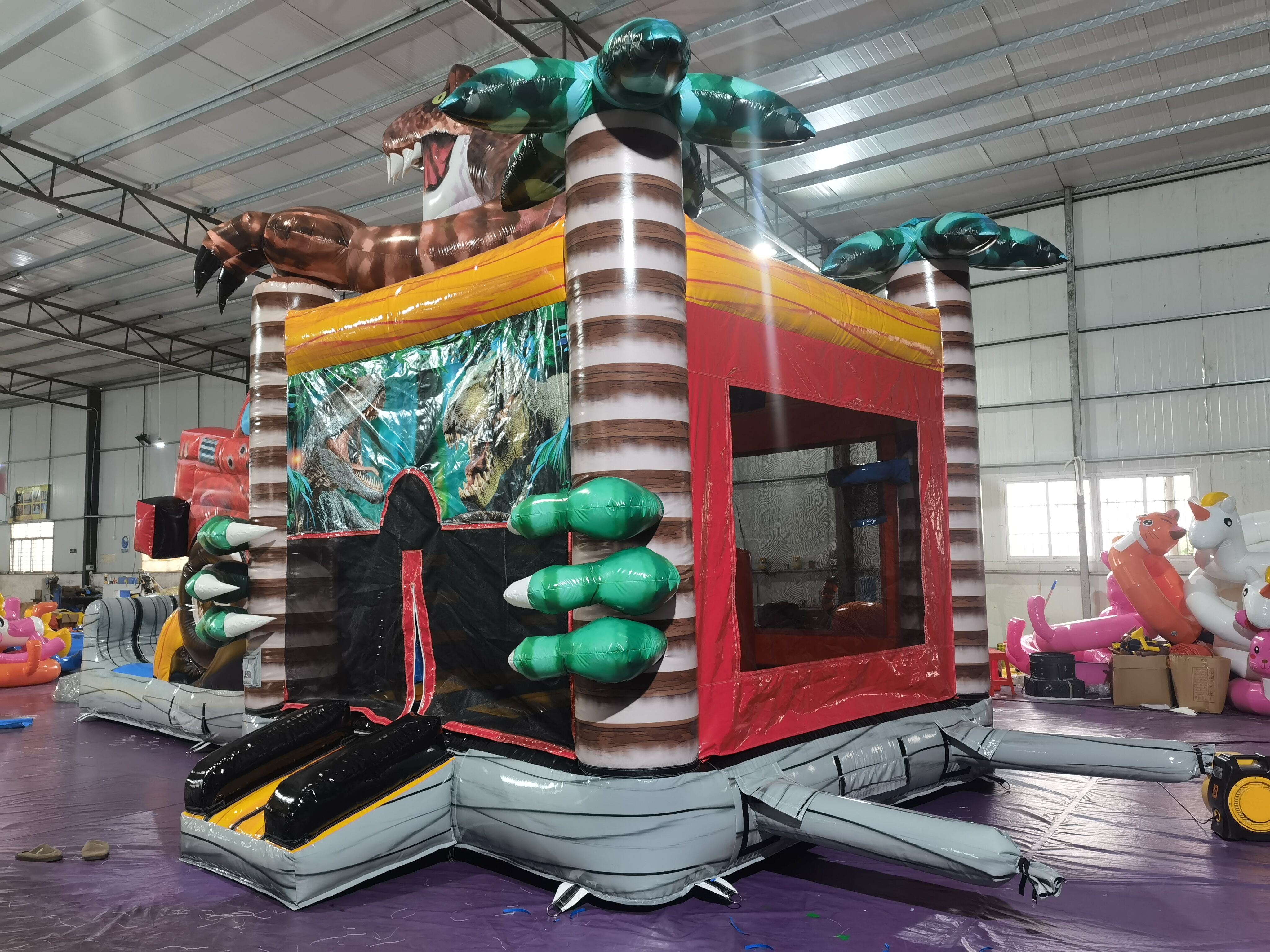 Family-Friendly Jurassic Dino Truck Inflatable Combo for Backyard Adventure Play
