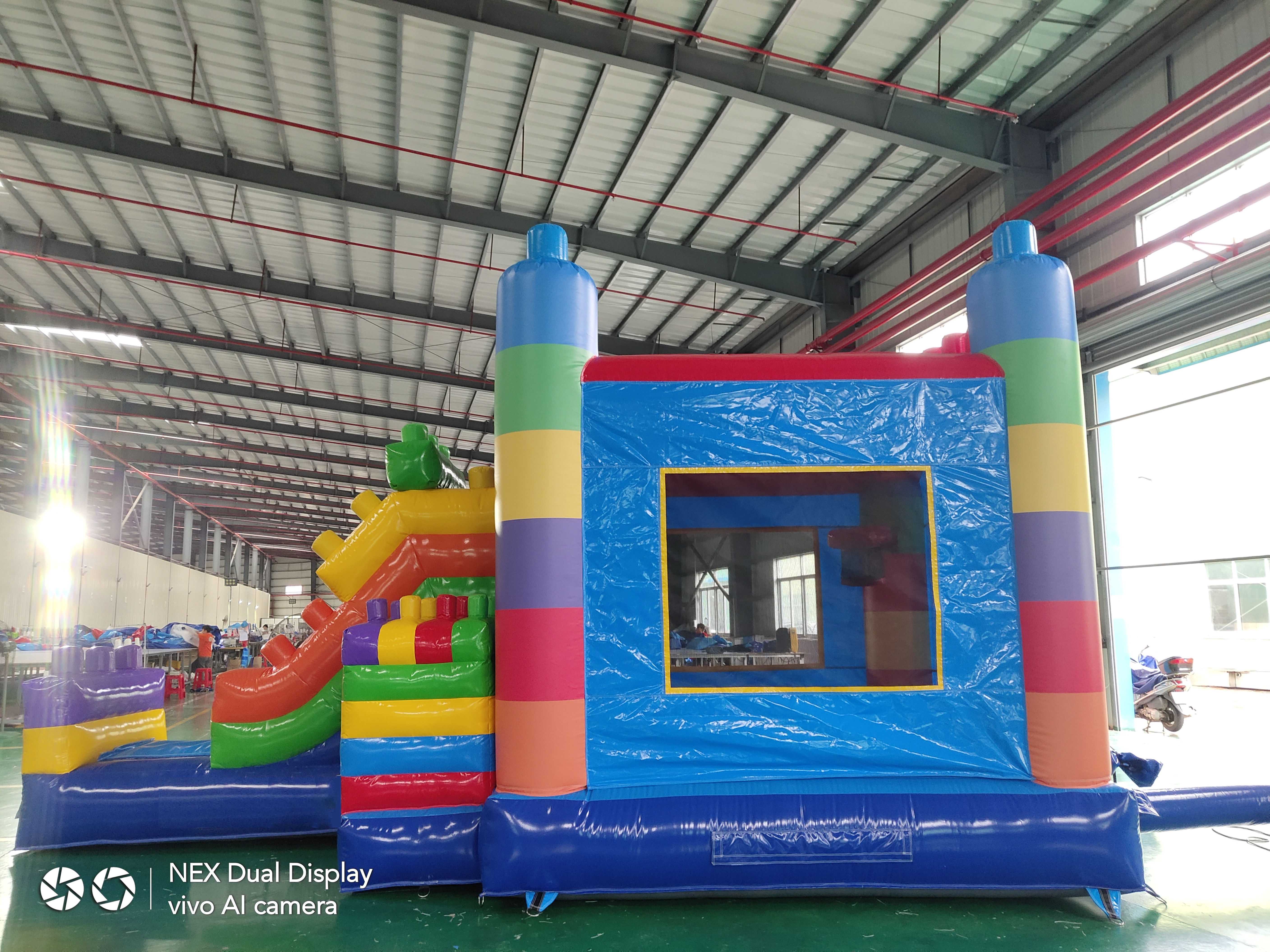 Tall Building Block Themed Inflatable Slide Combo for Kids’ Block Parties