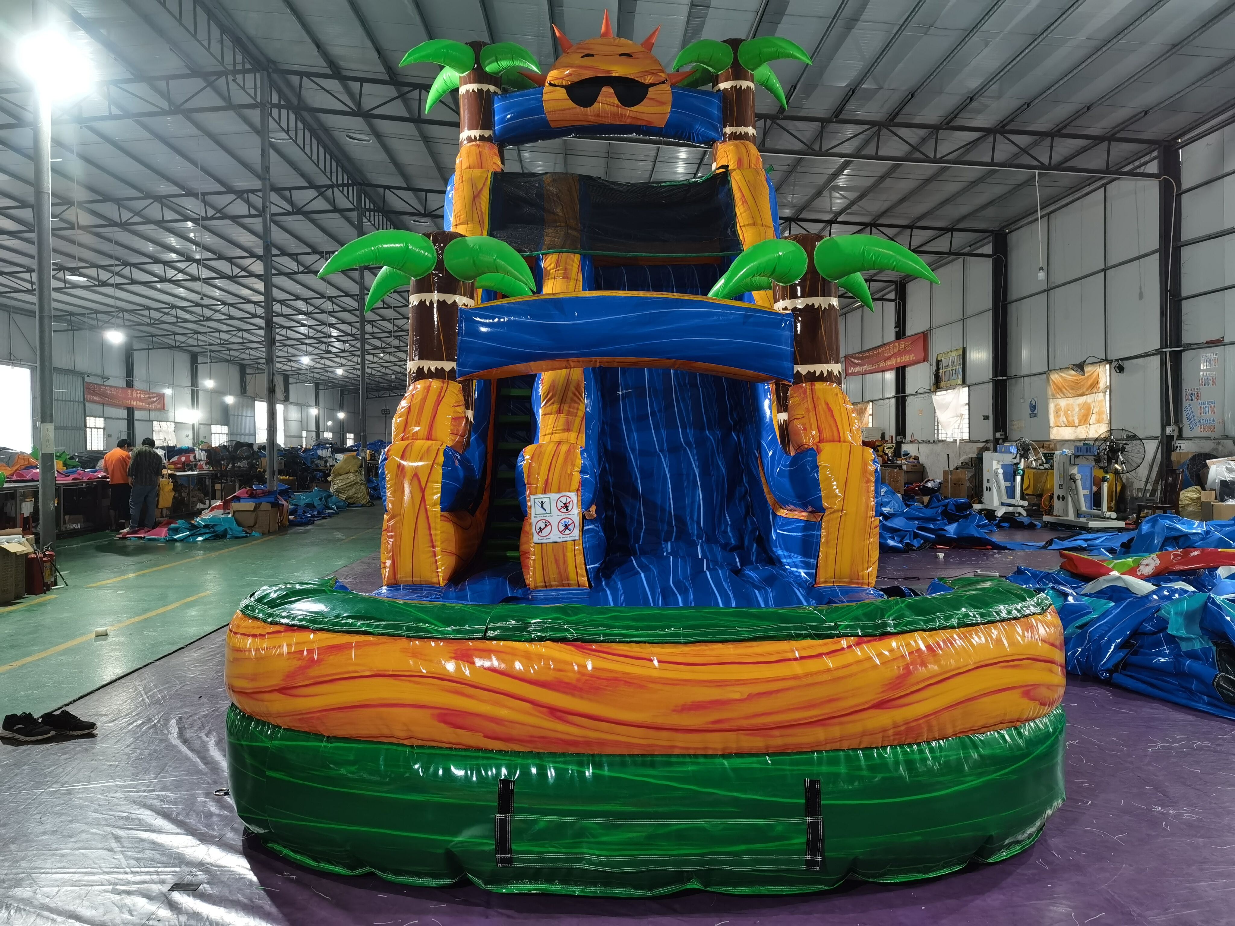 In-Stock Tropical Sun-Themed Inflatable Water Slide - Limited Stock Clearance for Backyard Summer Fun