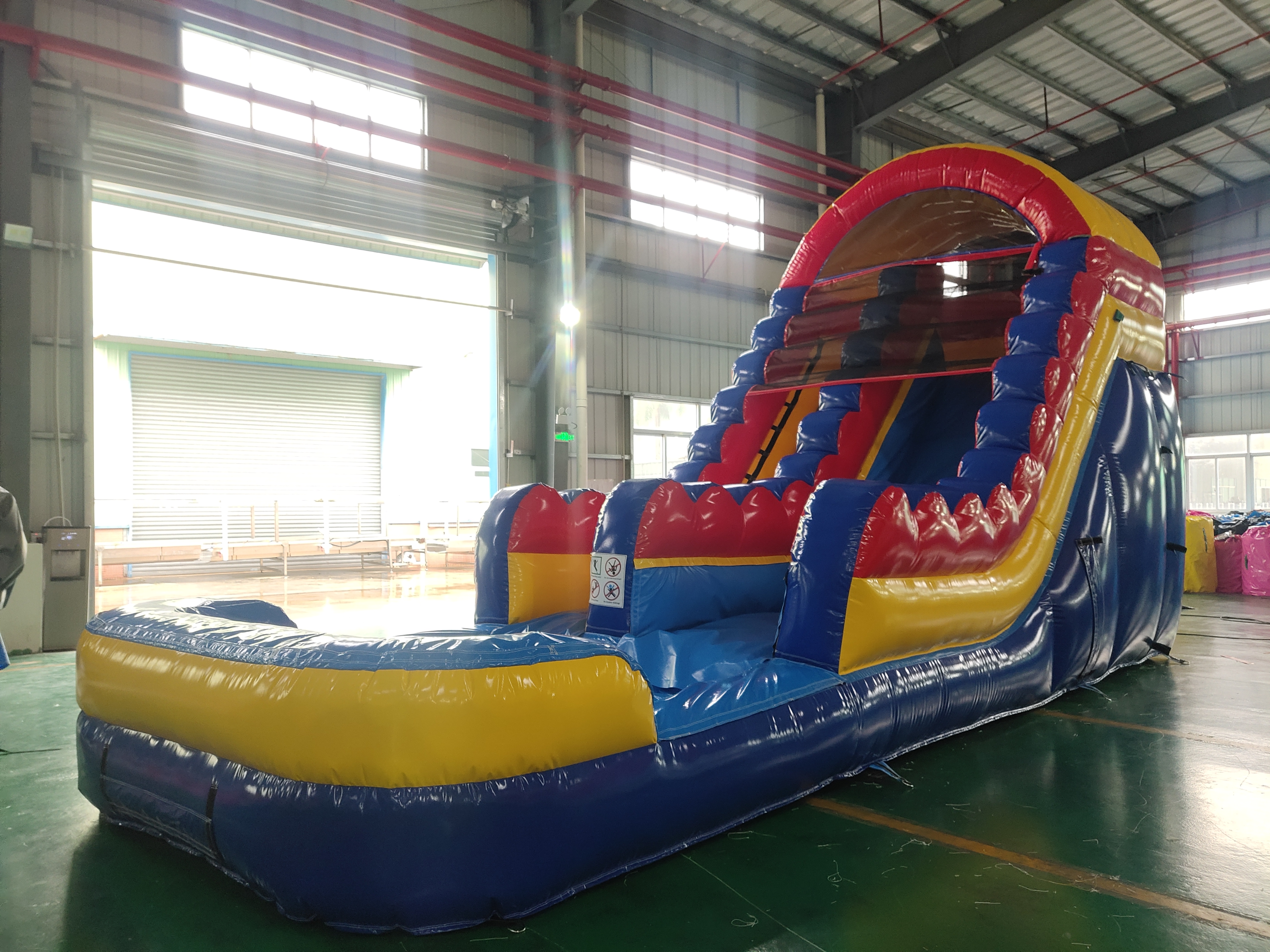 In-Stock Single Blue-Yellow Dual-Use Dry-Wet Inflatable Slide - Backyard Toy for Parent-Child Play & Kids’ Birthday Party