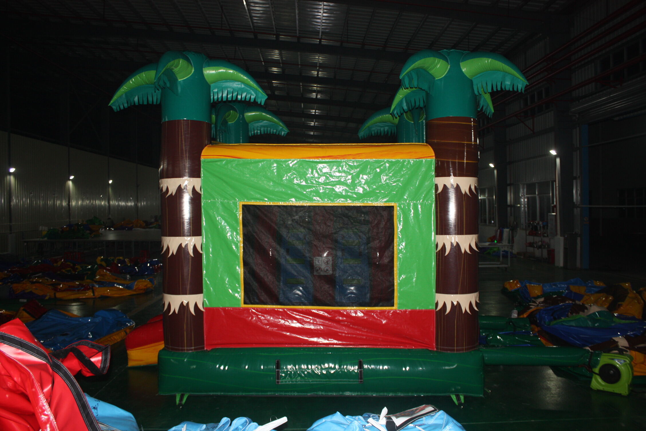 Palm Tree Trunk Combo Inflatable Bounce Bed - Backyard Tropical Play Center with Slide & Pool for Kids Summer Party