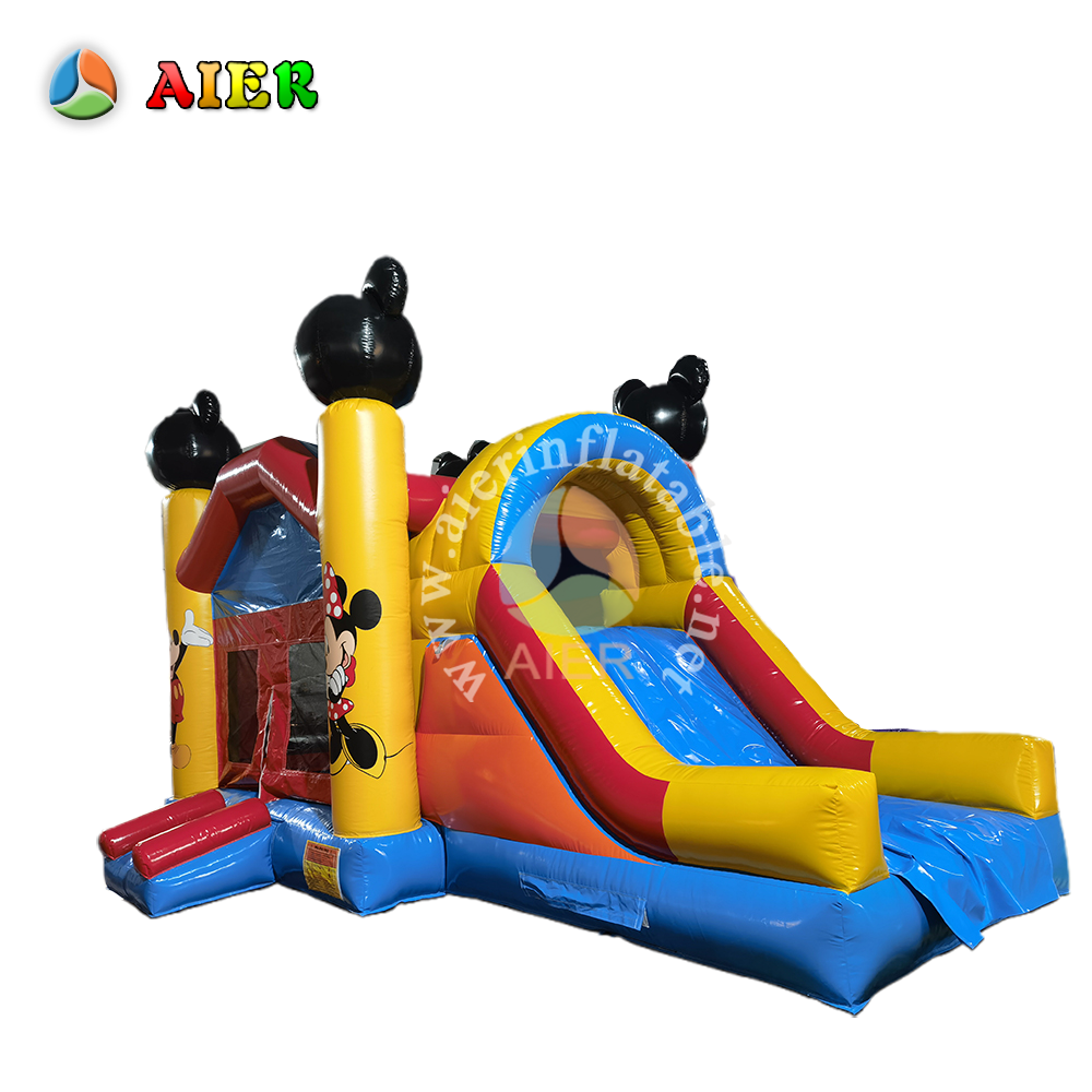 L508 Mickey Themed Yellow Red Inflatable Bouncer Slide Combo