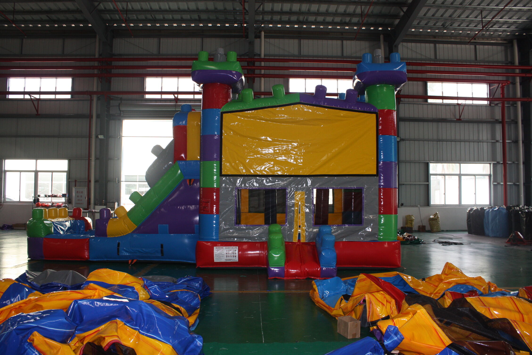 Lego-Style Building Block Inflatable Dry-Wet Combo - Commercial Grade for Indoor Play Center & Birthday Party Rental Business