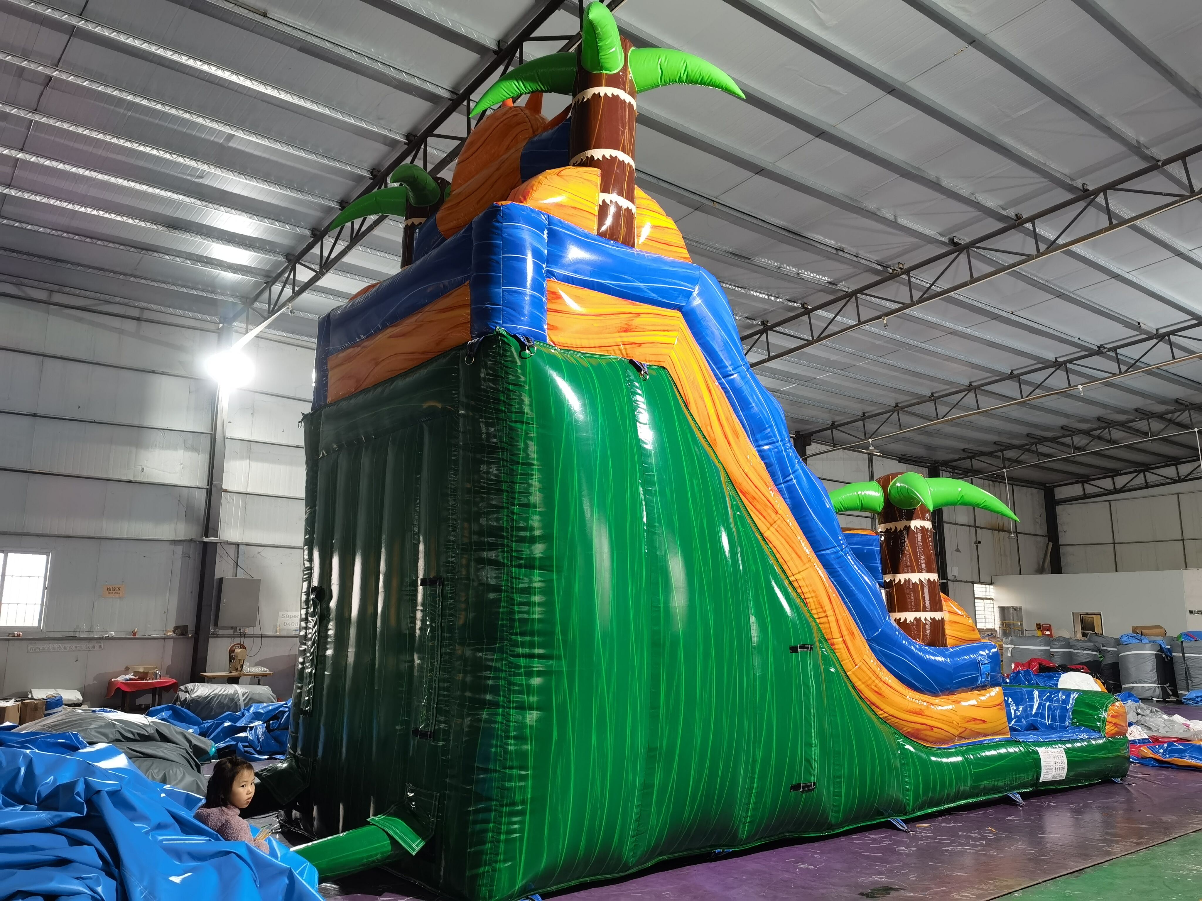 In-Stock Tropical Sun-Themed Inflatable Water Slide - Limited Stock Clearance for Backyard Summer Fun