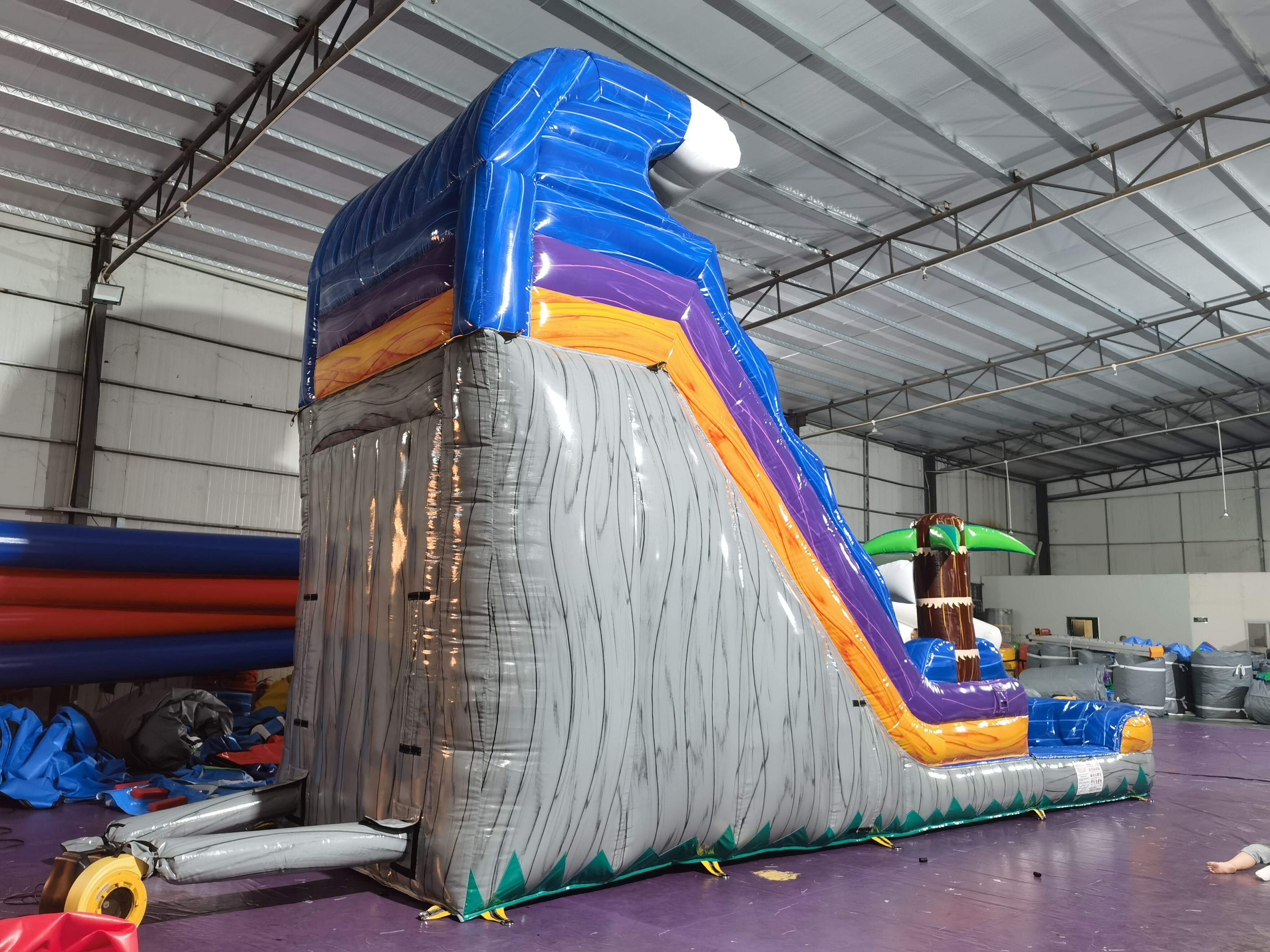 Commercial Heavy Duty WILD THING Inflatable Water Slide - Iridescent Blue Gray for Party Rental & Carnival