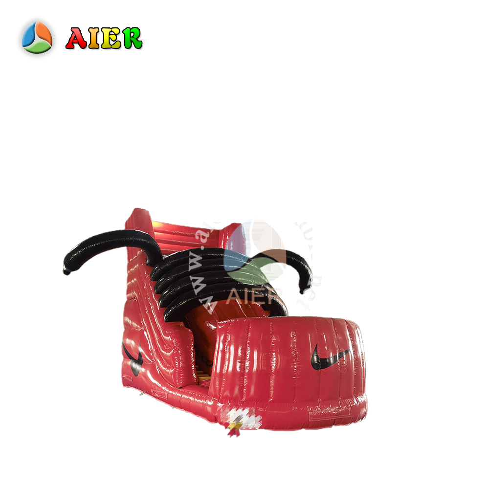 L500 Outdoor Red Swoosh Pattern Inflatable Water Slide For Commercial Event