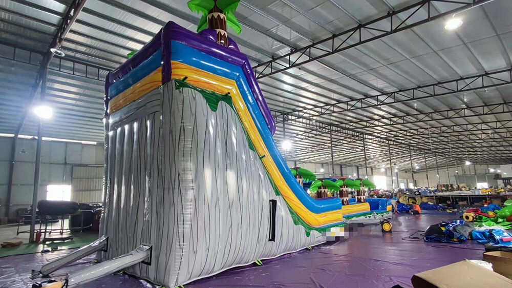 Palm Tree Themed Double-Lane Inflatable Water Slide Playground