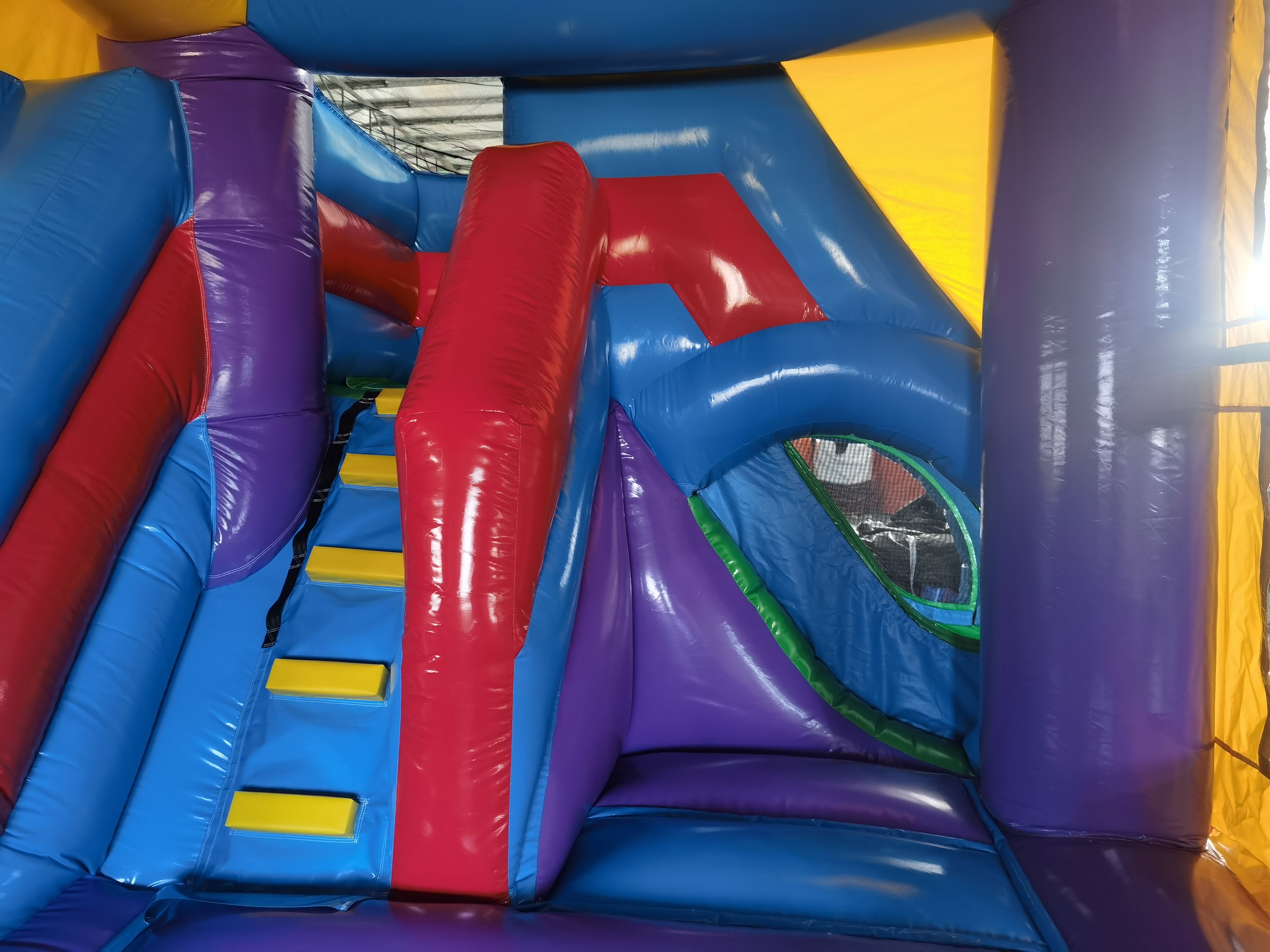 Colorful Dry-Wet Combo Inflatable Bounce House with Slide & Pool for Backyard Summer Play