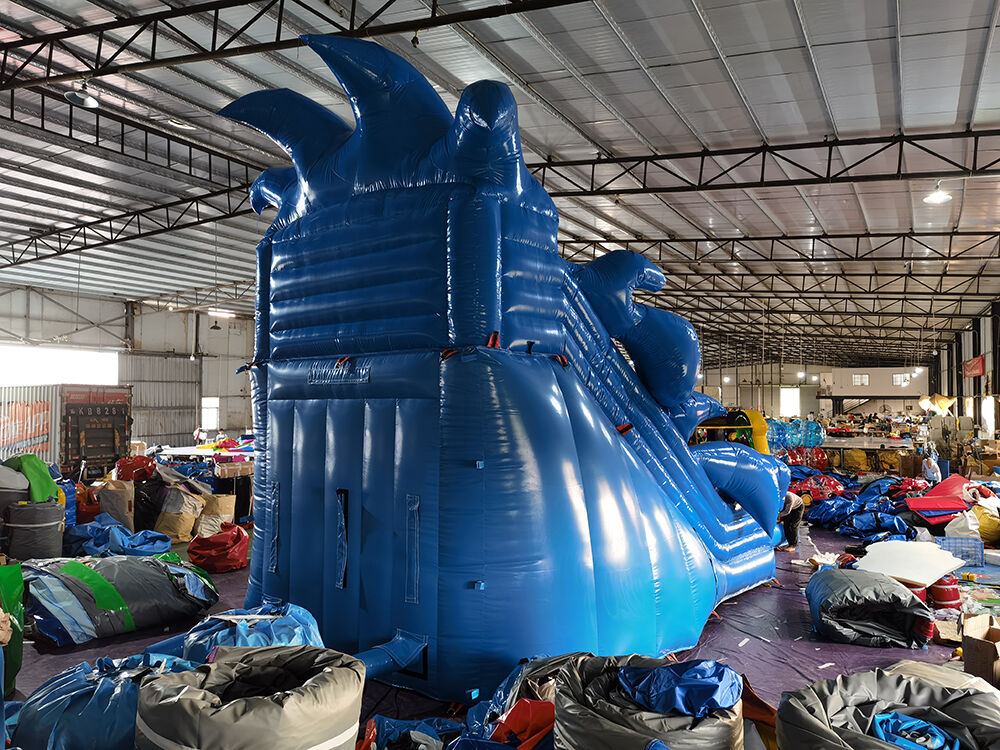 Commercial Grade Blue Shark Inflatable Slide for Backyard Party & Rental