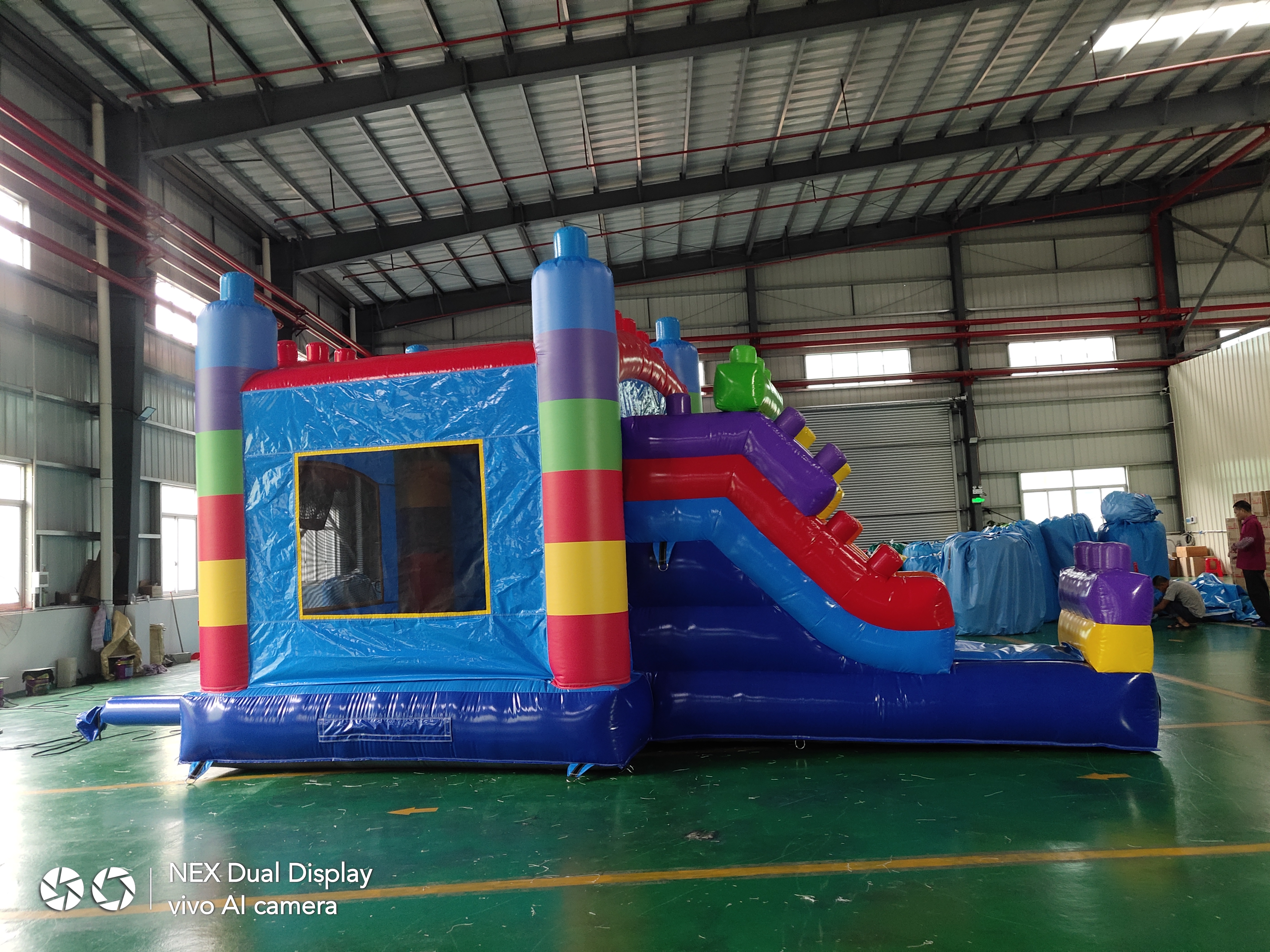 Tall Building Block Themed Inflatable Slide Combo for Kids’ Block Parties
