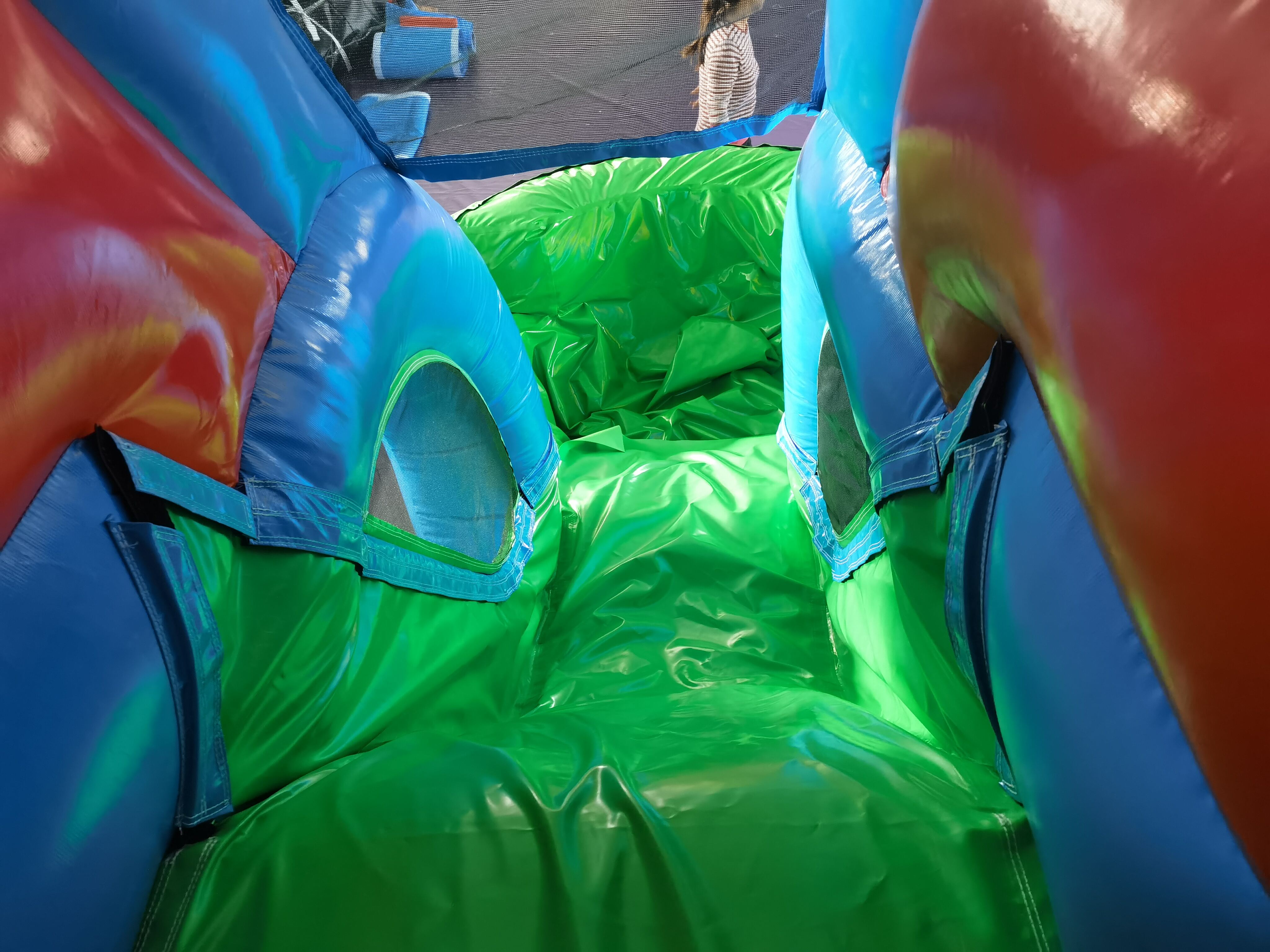 Colorful Dry-Wet Combo Inflatable Bounce House with Slide & Pool for Backyard Summer Play