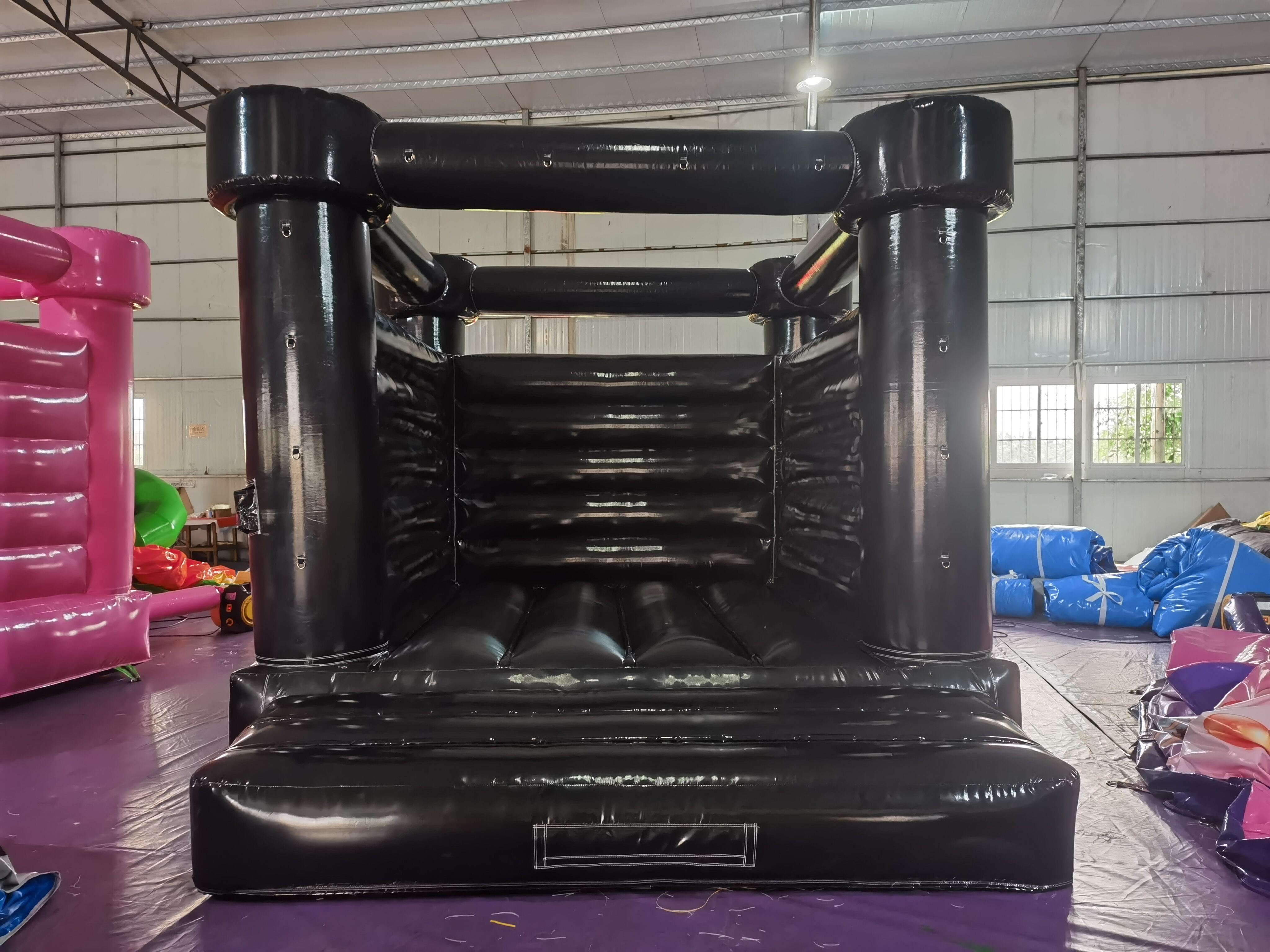 High-End Black Themed Inflatable Bounce House for Intimate Wedding Gatherings
