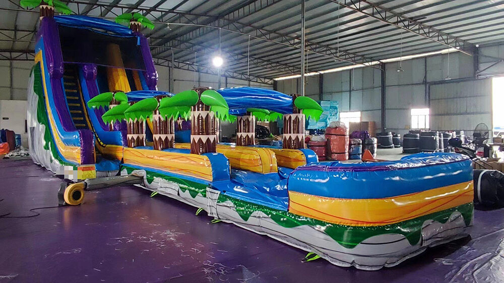 Palm Tree Themed Double-Lane Inflatable Water Slide Playground