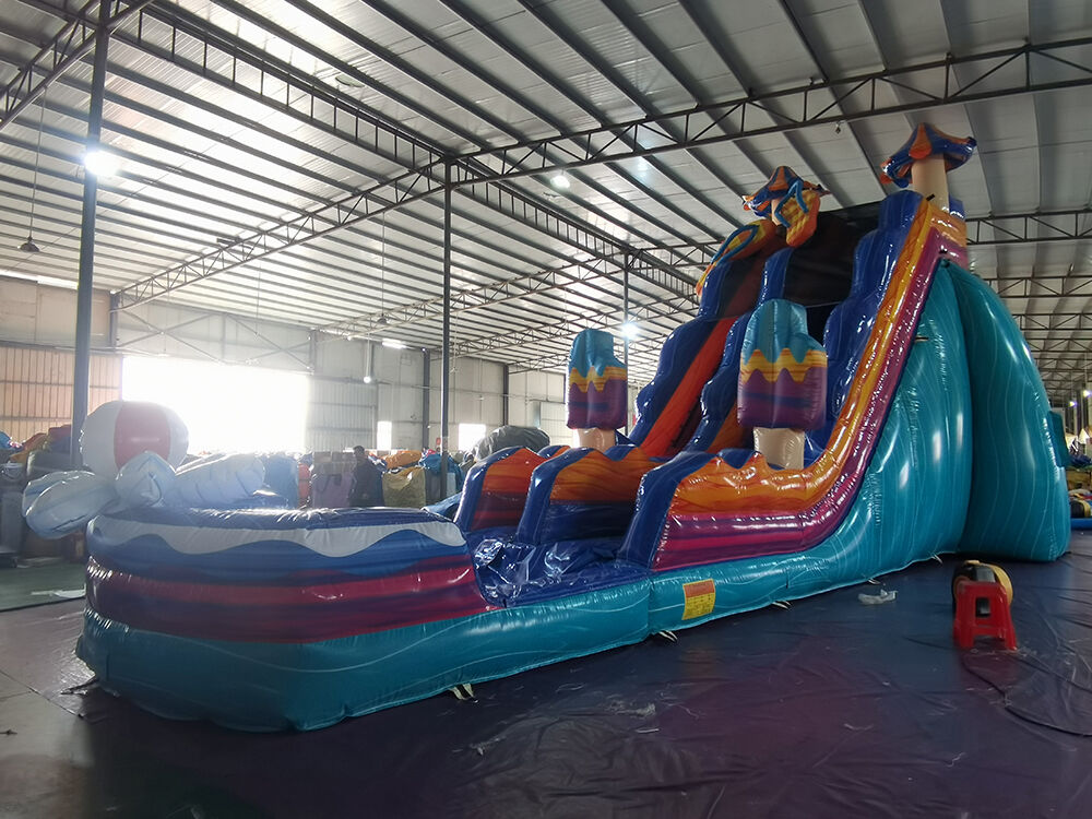 Pool Party Themed Large Inflatable Water Slide Playground