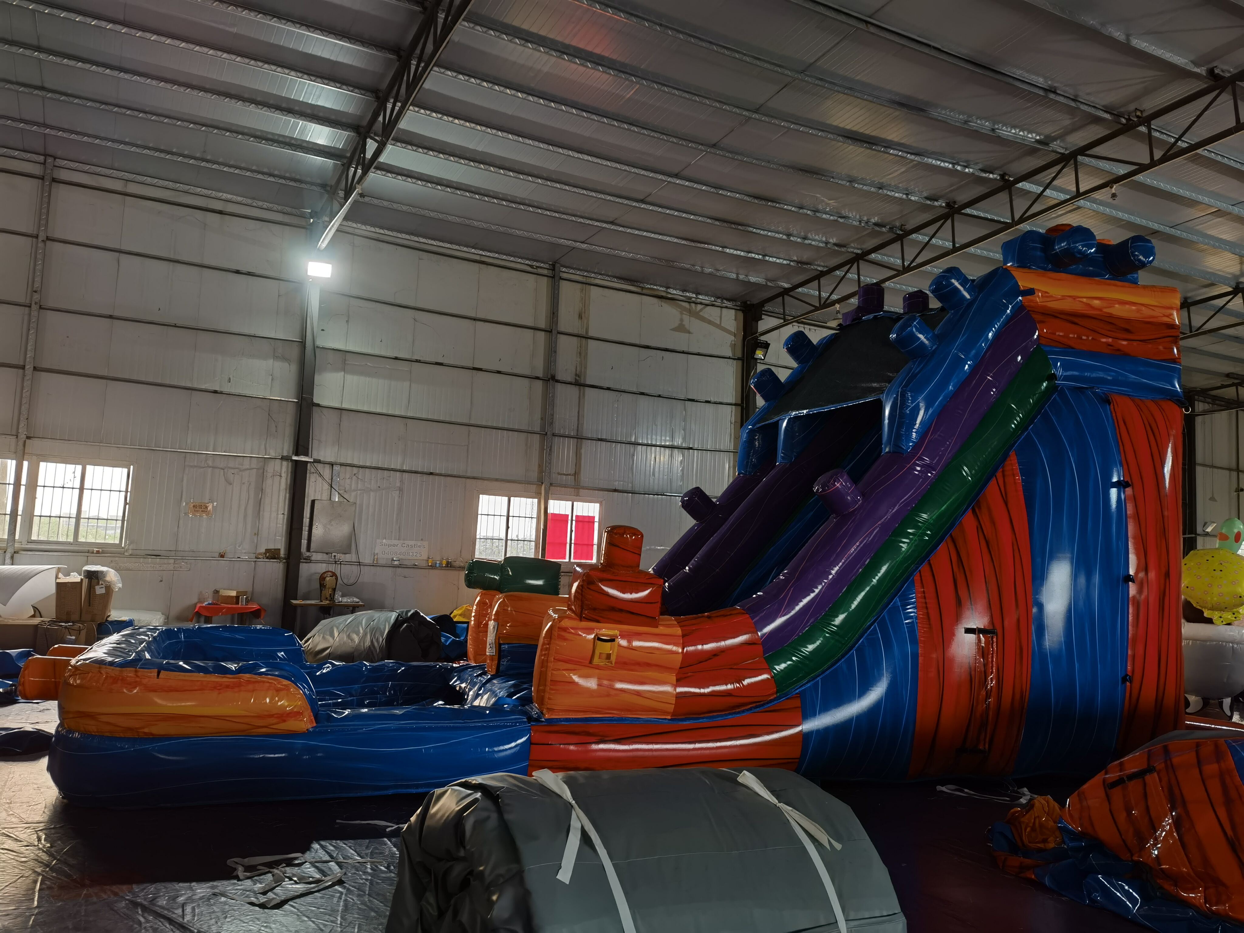 In-Stock Lego-Inspired Iridescent Inflatable Water Slide - Limited Stock Clearance for Backyard Summer