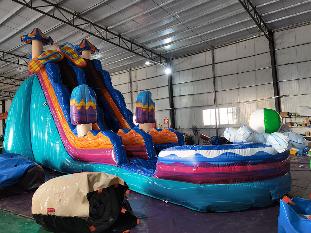 Pool Party Themed Large Inflatable Water Slide Playground