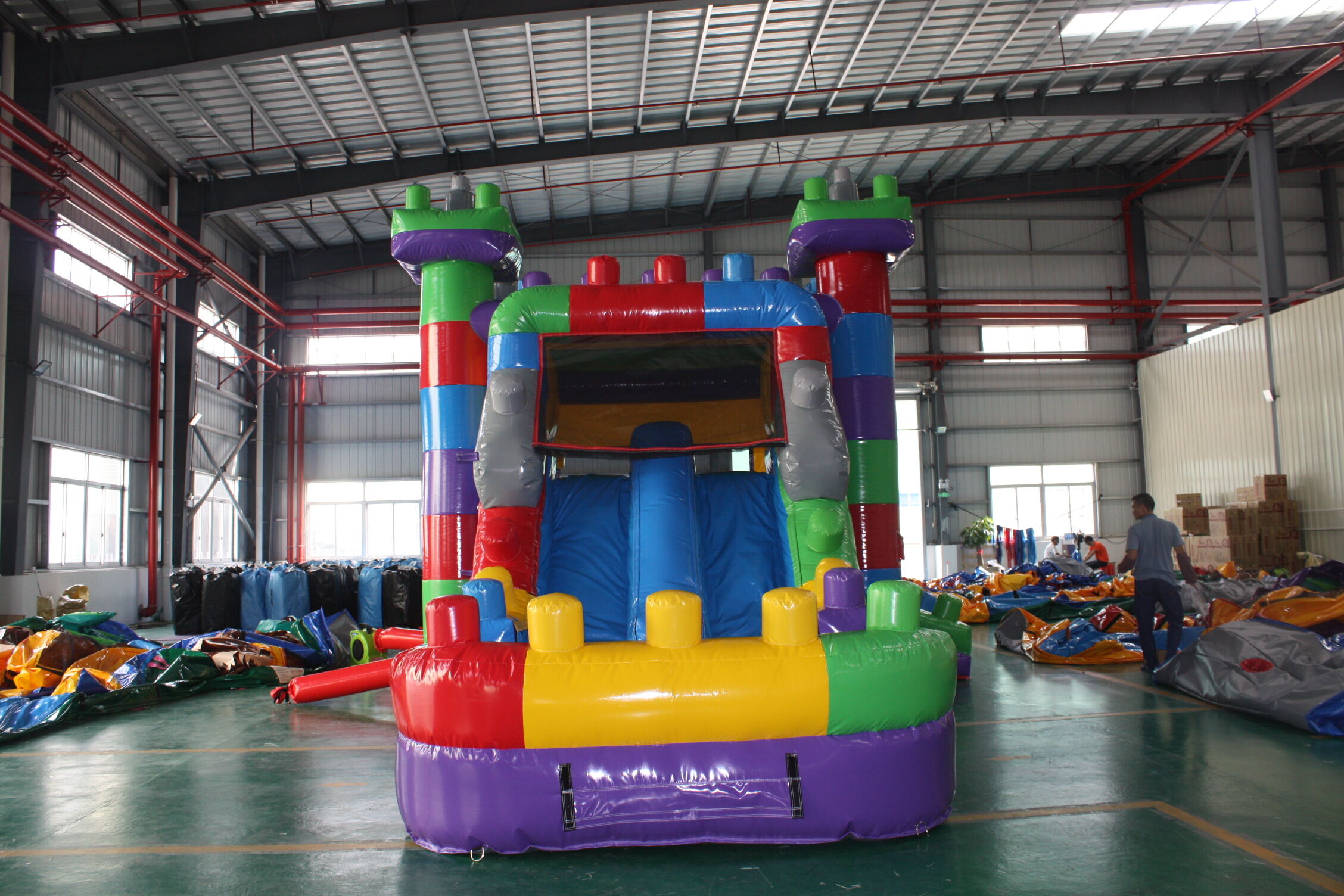 Lego-Style Building Block Inflatable Dry-Wet Combo - Commercial Grade for Indoor Play Center & Birthday Party Rental Business