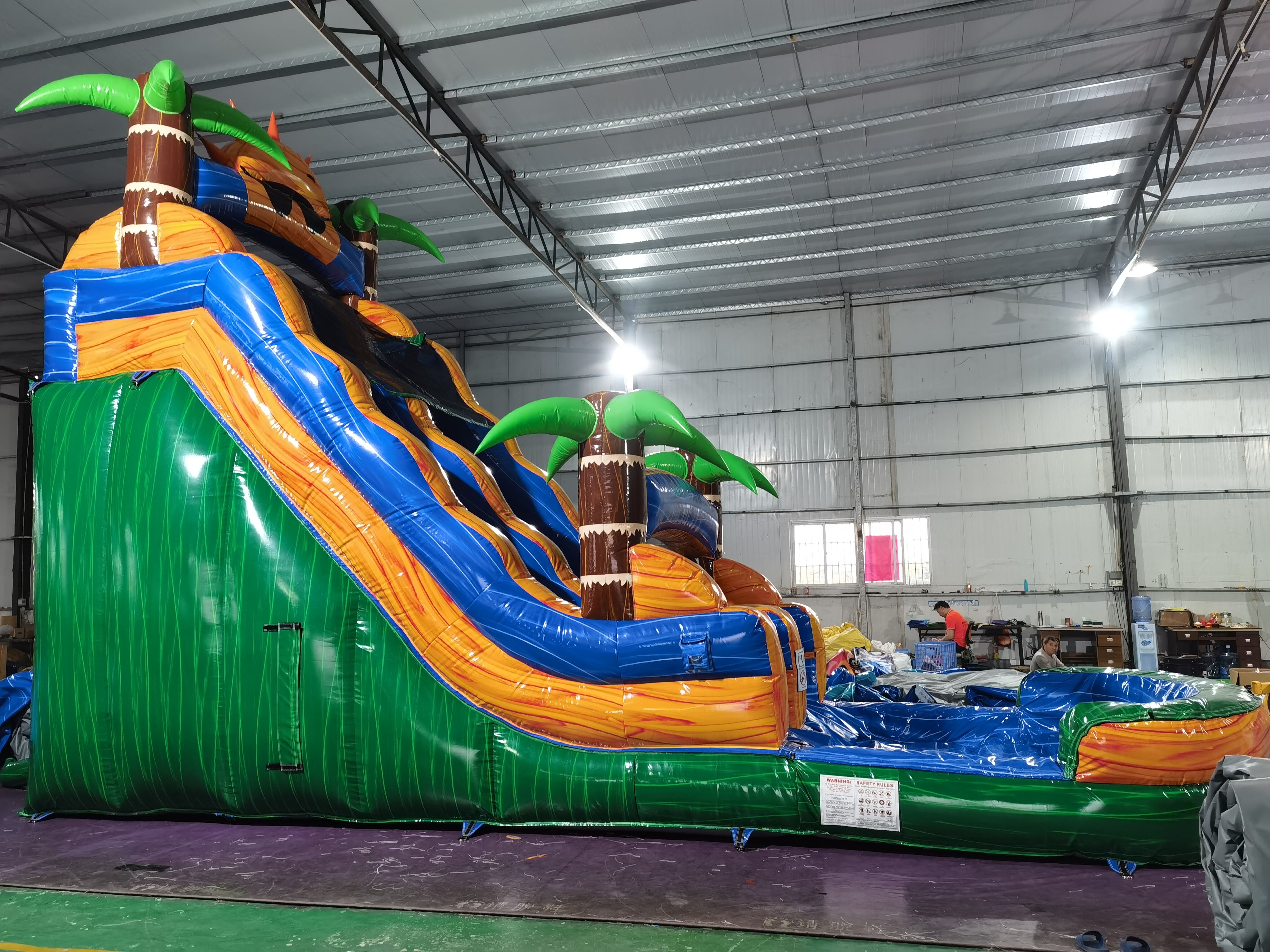 In-Stock Tropical Sun-Themed Inflatable Water Slide - Limited Stock Clearance for Backyard Summer Fun