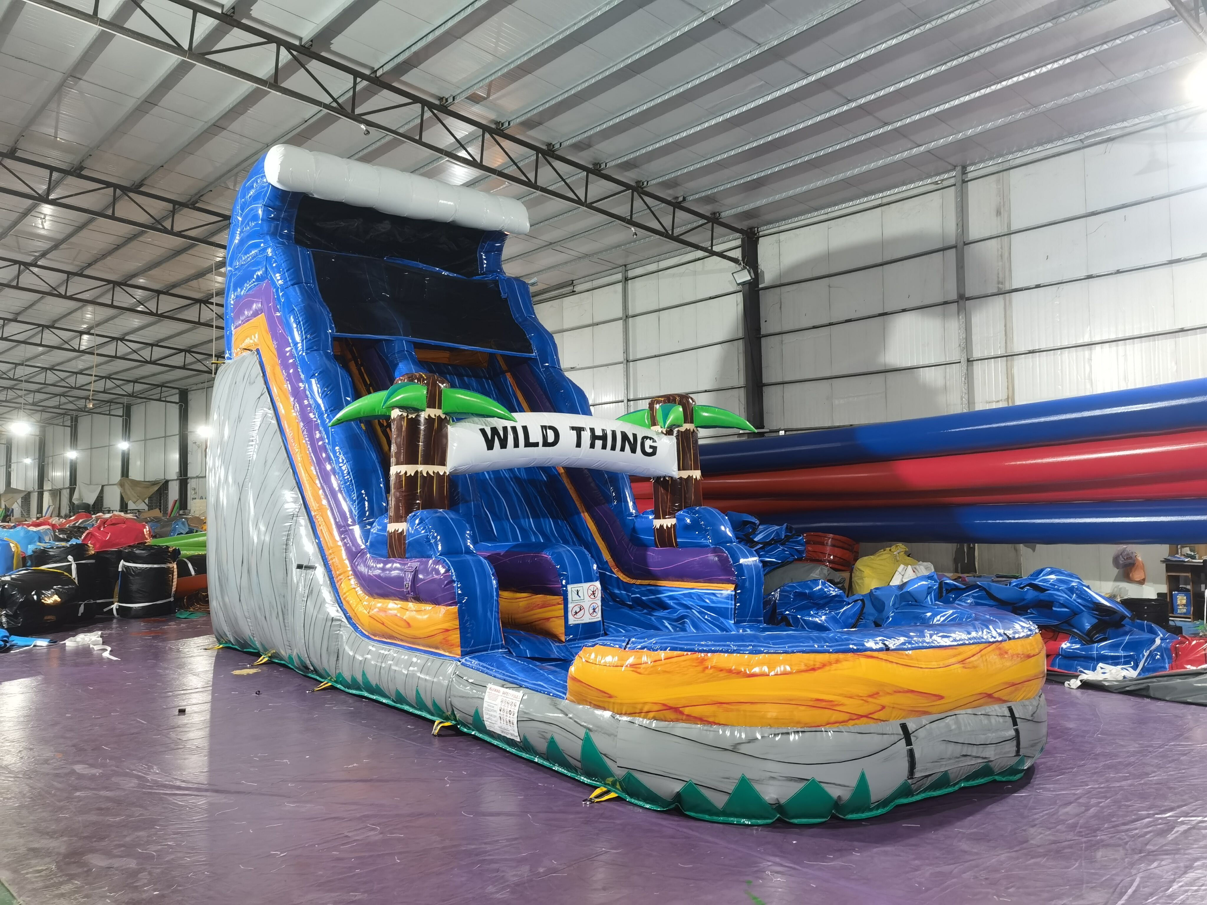Commercial Heavy Duty WILD THING Inflatable Water Slide - Iridescent Blue Gray for Party Rental & Carnival