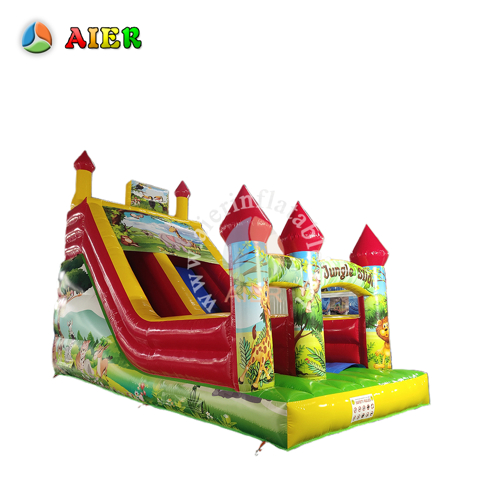 L506 Green Forest Theme Outdoor Inflatable Dry Slide