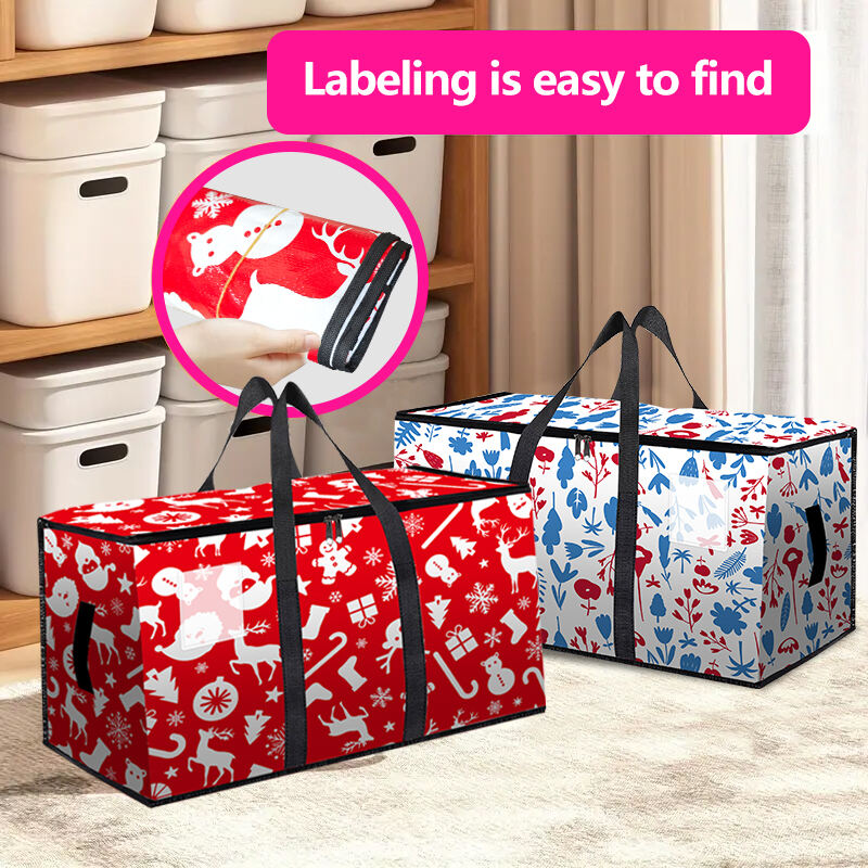 Foldable Large Capacity Minimalist Dustproof Christmas Storage Bag Sturdy Handles Zippers Home Organizer Storage Moving Bag