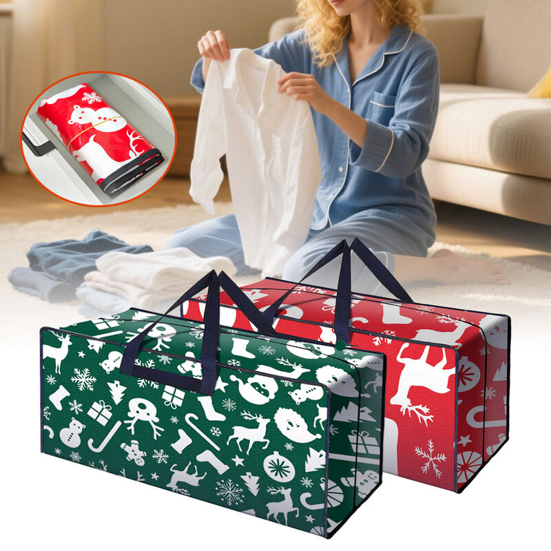 PP Durable Folding Large Capacity Clothes Travel Storage Bag Reusable Zipper Heavy Duty Moving Bag