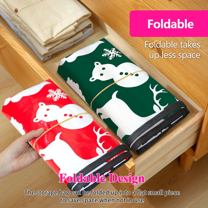 Foldable Large Capacity Minimalist Dustproof Christmas Storage Bag Sturdy Handles Zippers Home Organizer Storage Moving Bag