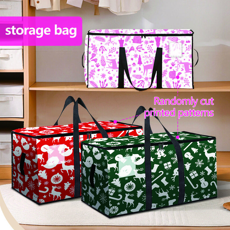 Foldable Large Capacity Minimalist Dustproof Christmas Storage Bag Sturdy Handles Zippers Home Organizer Storage Moving Bag