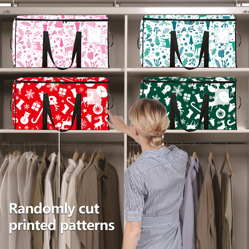 Foldable Large Capacity Minimalist Dustproof Christmas Storage Bag Sturdy Handles Zippers Home Organizer Storage Moving Bag