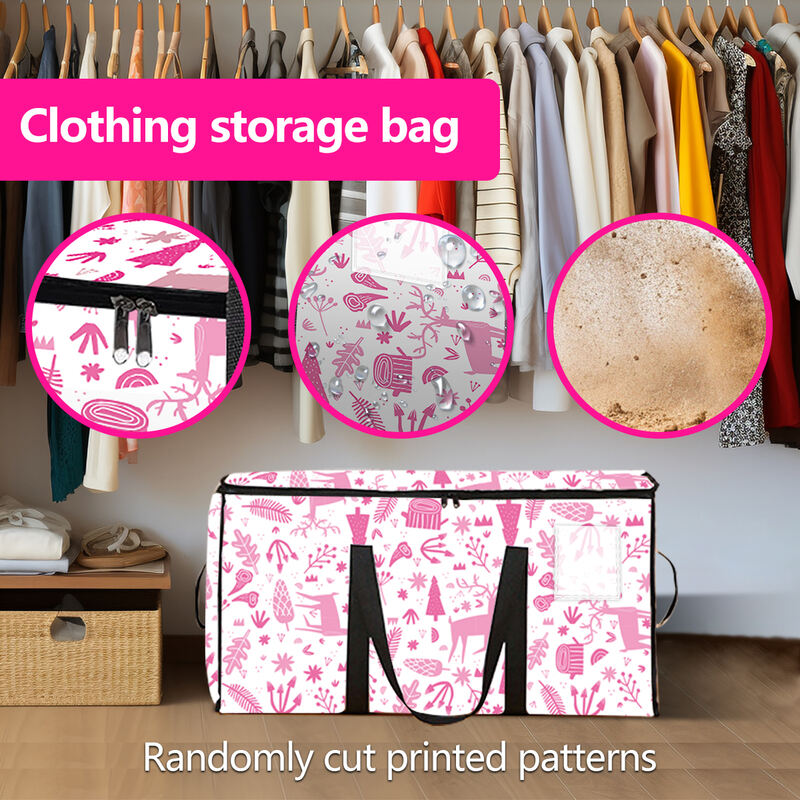 Foldable Large Capacity Minimalist Dustproof Christmas Storage Bag Sturdy Handles Zippers Home Organizer Storage Moving Bag