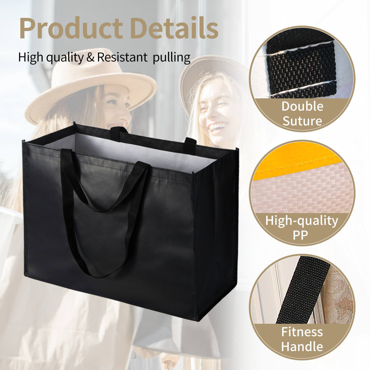 Προσαρμοσμένες φιλικές προς το περιβάλλον τσάντες GRS από ανακυκλωμένο PP ύφασμα, επαναχρησιμοποιήσιμες τσάντες για ψώνια, ανθεκτικές, αδιάβροχες, διπλωτές, μόδα τσάντα παραλίας, τσάντα χειρός