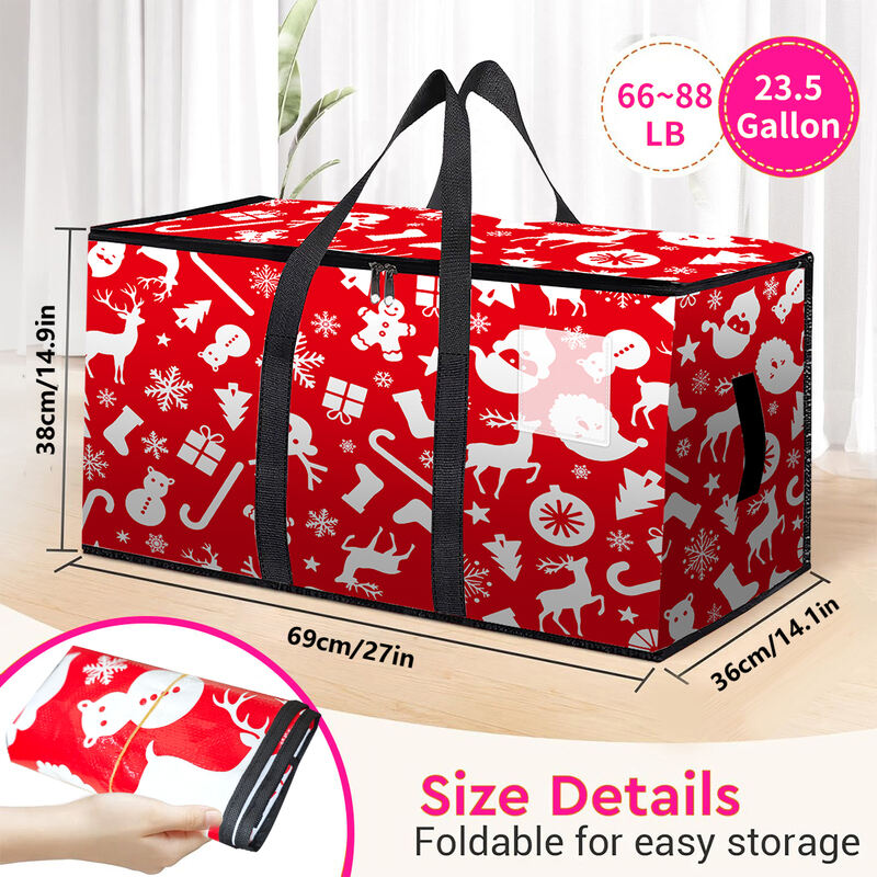 Foldable Large Capacity Minimalist Dustproof Christmas Storage Bag Sturdy Handles Zippers Home Organizer Storage Moving Bag