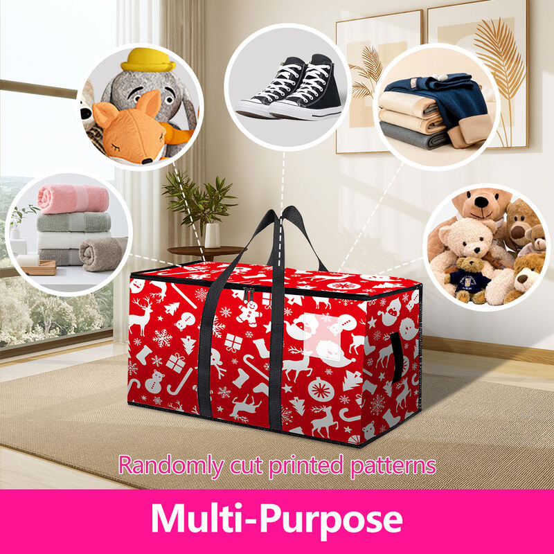 Foldable Large Capacity Minimalist Dustproof Christmas Storage Bag Sturdy Handles Zippers Home Organizer Storage Moving Bag