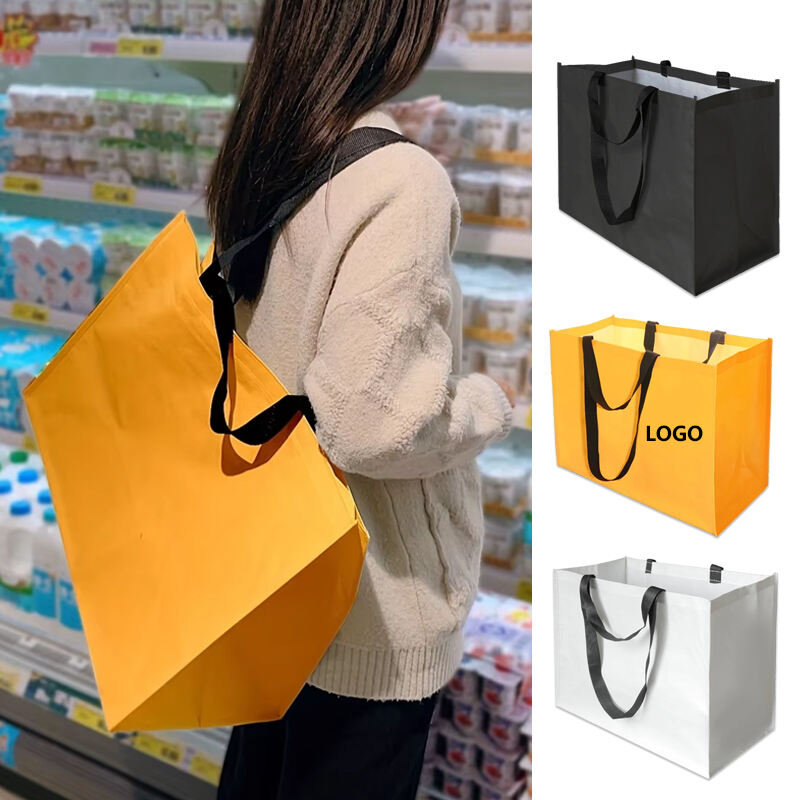 Προσαρμοσμένες Φιλικές Προς το Περιβάλλον Εξωτερικές Τσάντες Ψωμιού PP Από Ανακυκλωμένο Υφασμένο Υλικό GRS, Ανθεκτικές, Στεγανές, Διπλωτές, Μοδάτες Τσάντες Χειρός Για Ψώνια Ή Για Παραλία