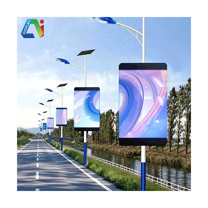 Вулична сонячна світлодіодна рекламна щитова конструкція P3 зі світлодіодним екраном та опорою вуличного освітлення