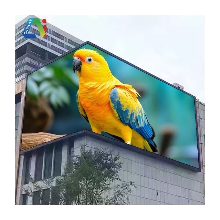 Rekomendasi Luar Ruangan Mata Telanjang 3D Animasi Layar LED Besar Untuk Sudut 90Derajat Melengkung Iklan VideoWall Billboard