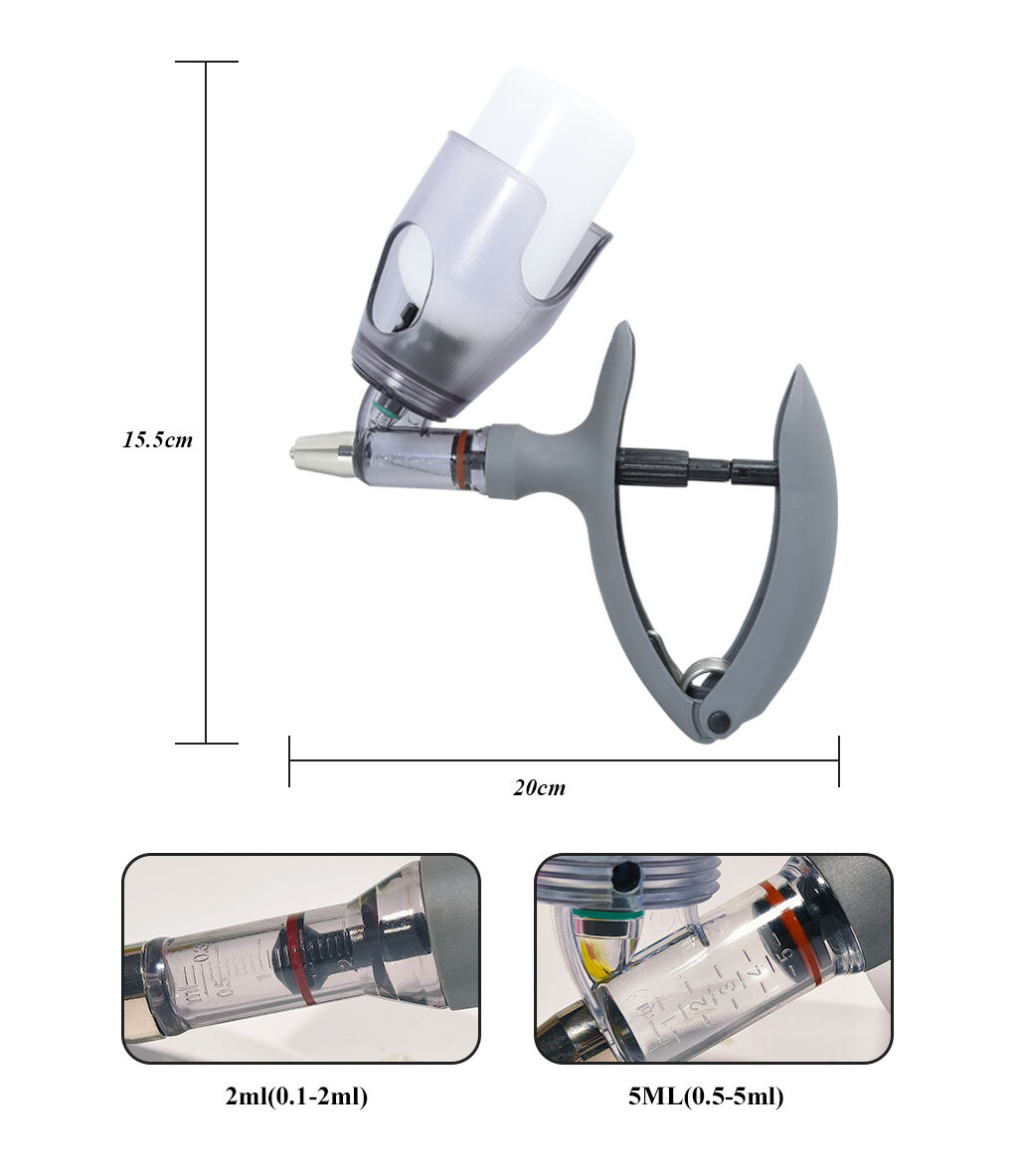 Plastic Automatic Continuous Veterinary Syringe for Cattle Pig Sheep with Adjustable 1-5ml Revolver Cup